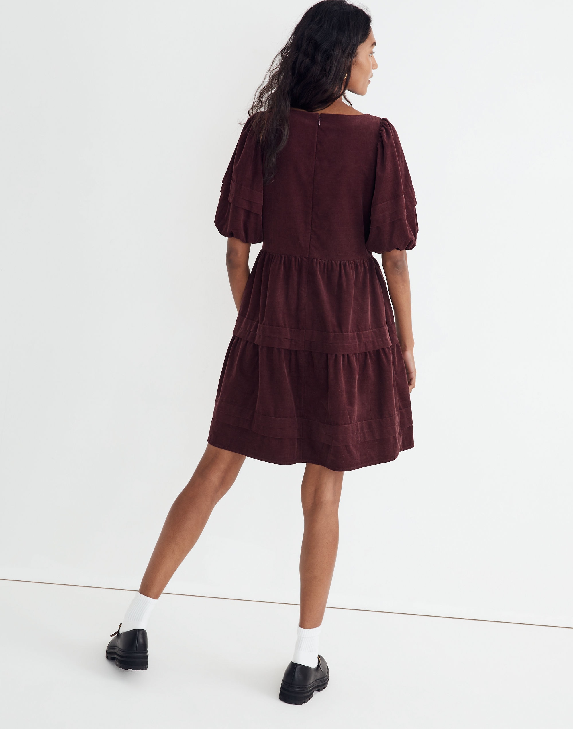 Corduroy Tiered Mini Dress