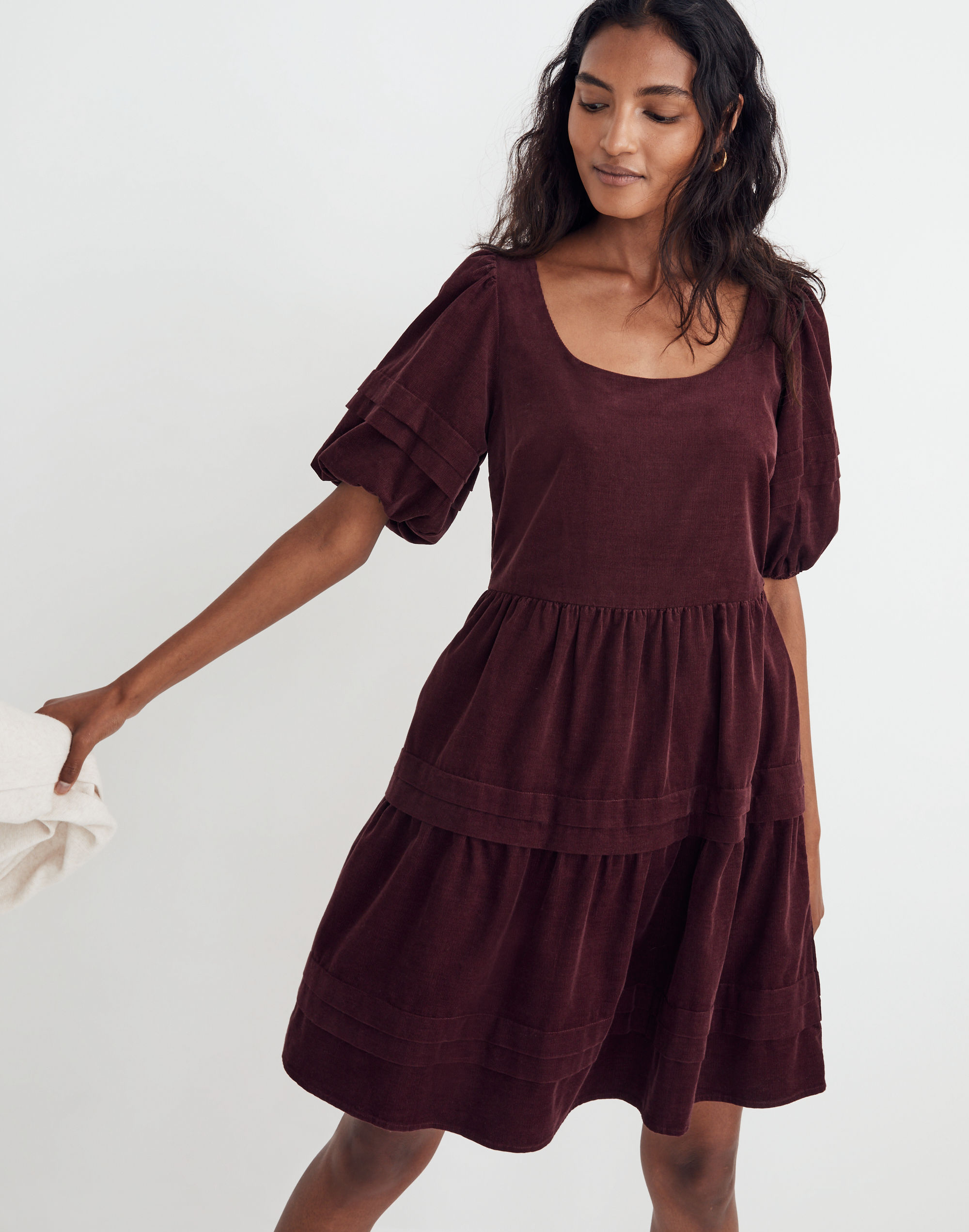 Corduroy Tiered Mini Dress