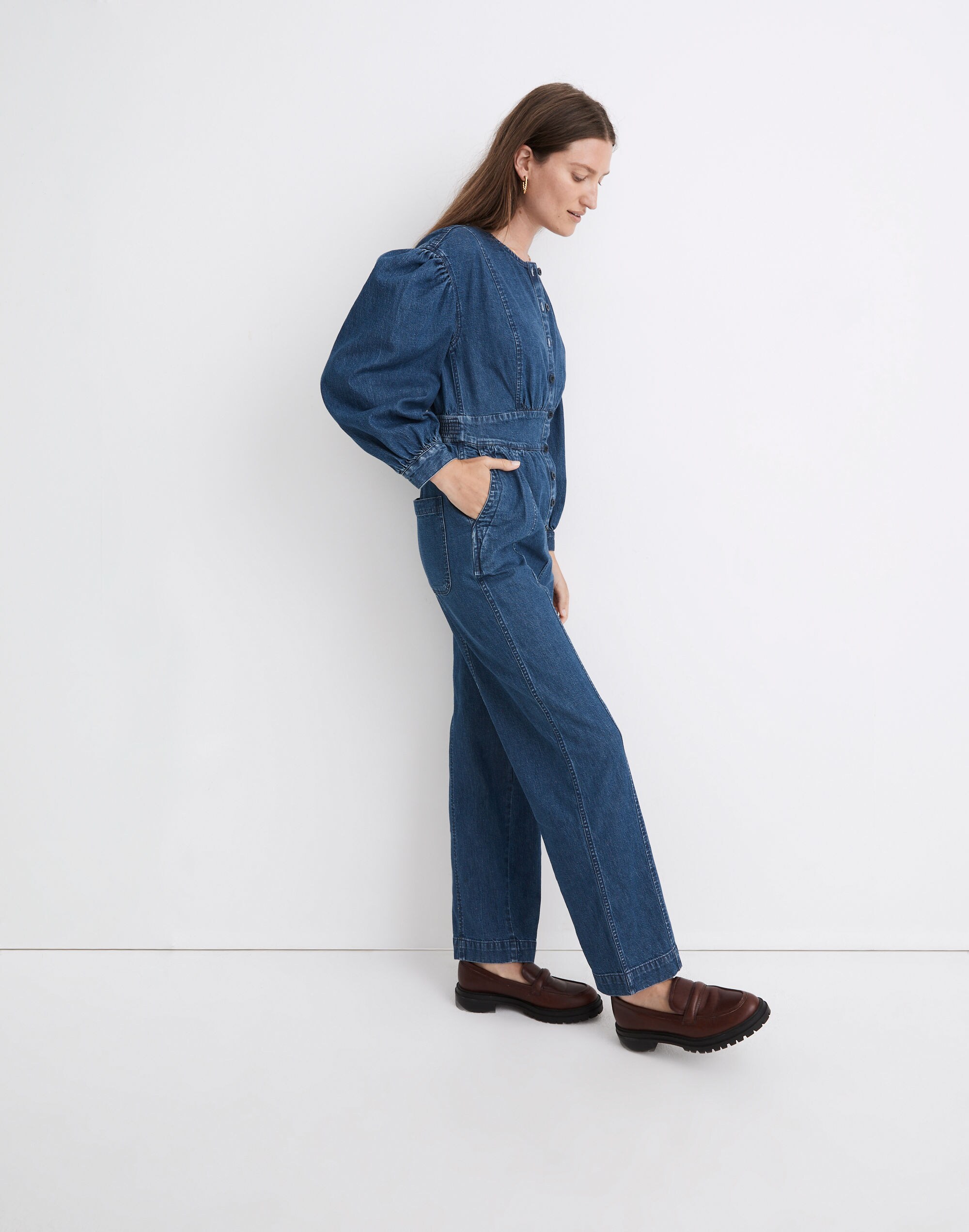 Denim Straight-Leg Jumpsuit