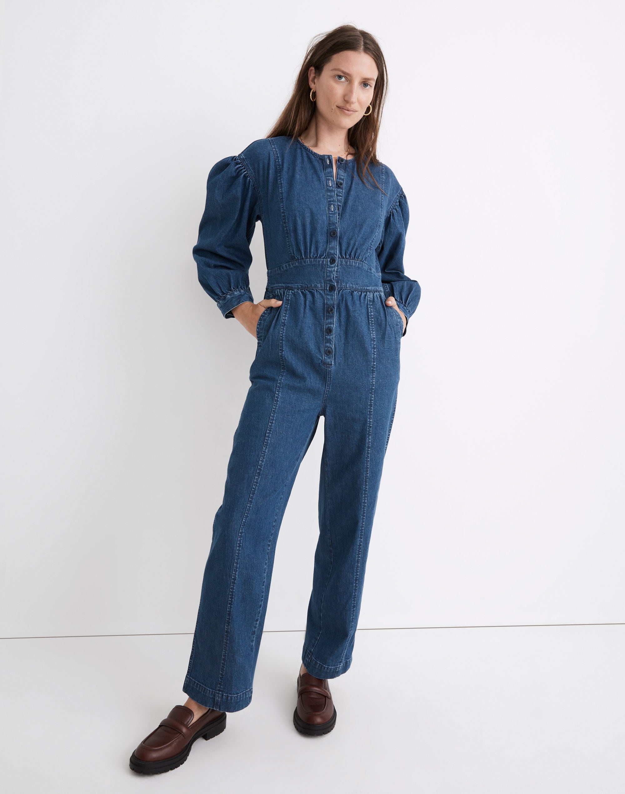 Denim Straight-Leg Jumpsuit