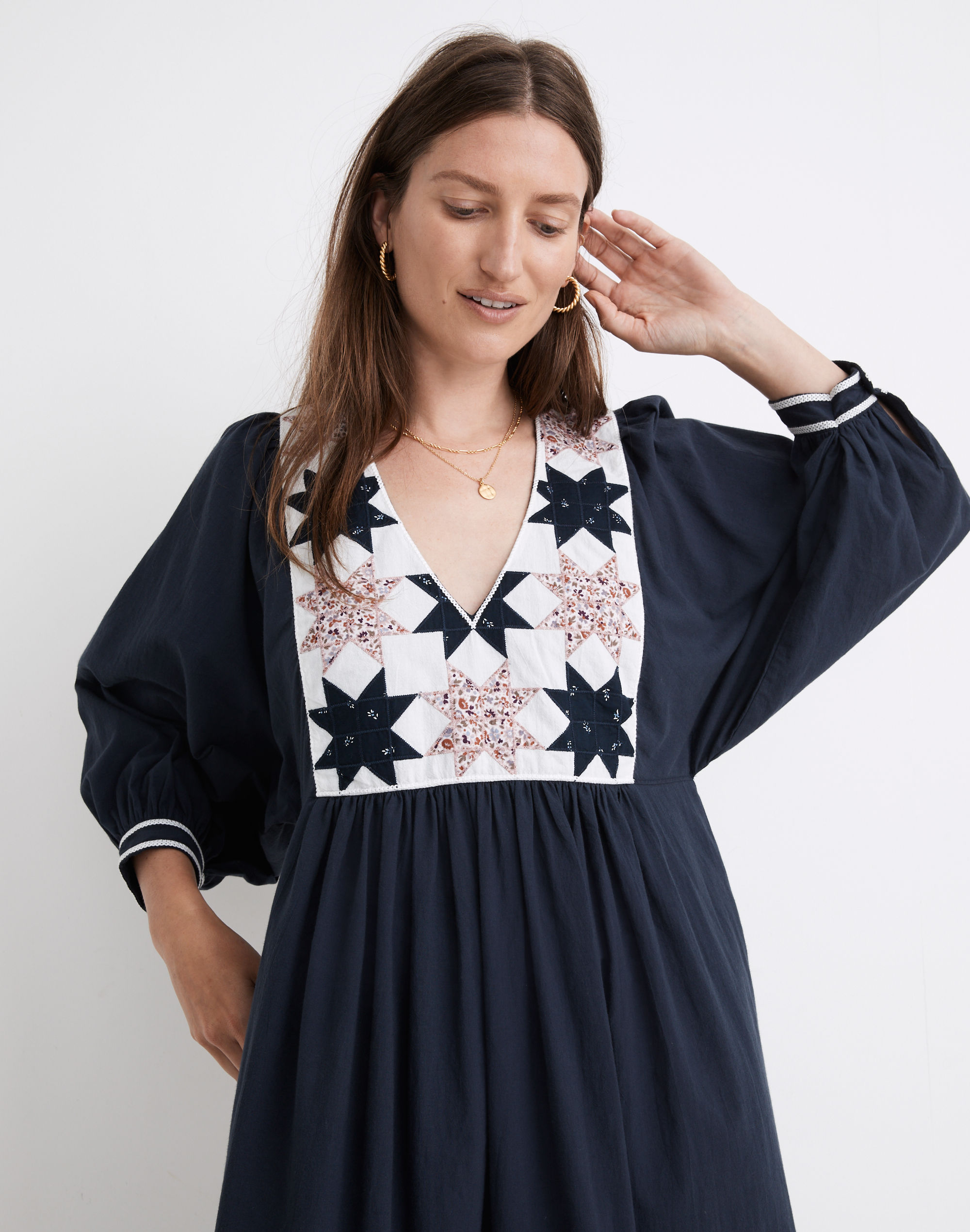 Quilted Patchwork Midi Dress