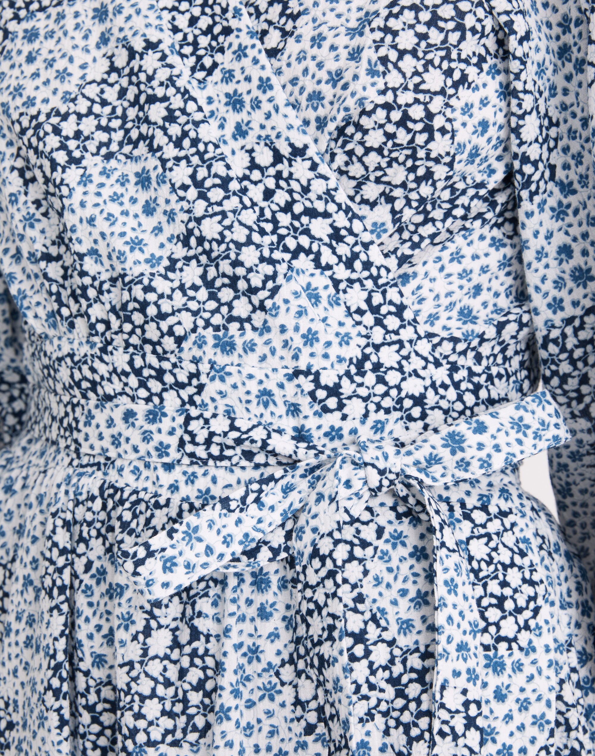 Crinkle Wrap Mini Dress in Quilted Floral