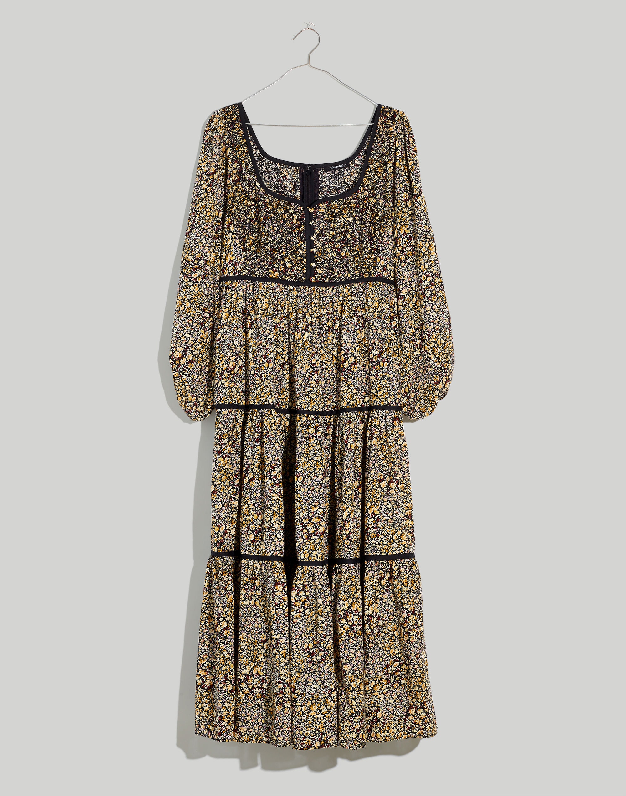 Embroidered Tiered Midi Dress in Cottage Garden