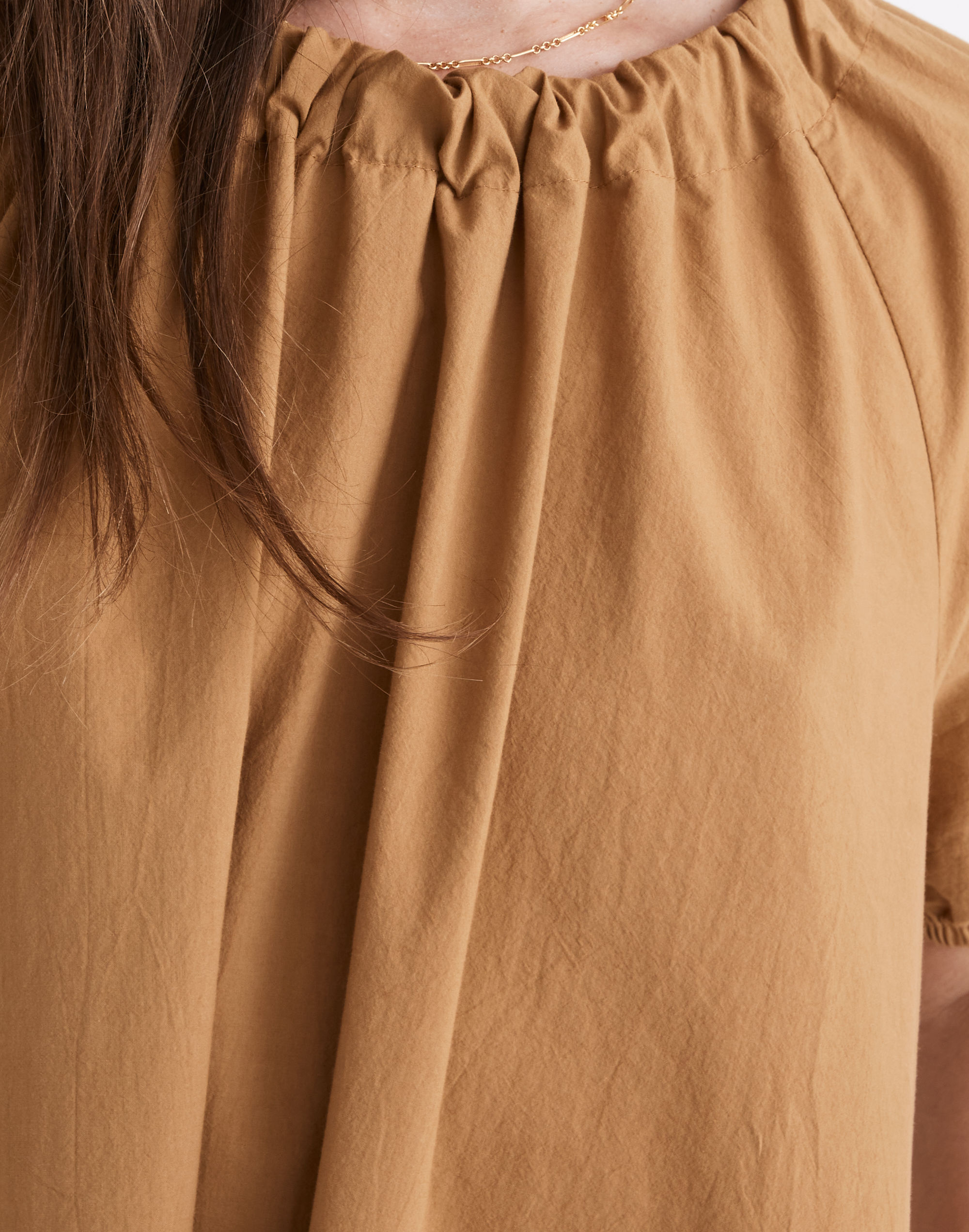 Crinkle Poplin Puff-Sleeve Mini Dress