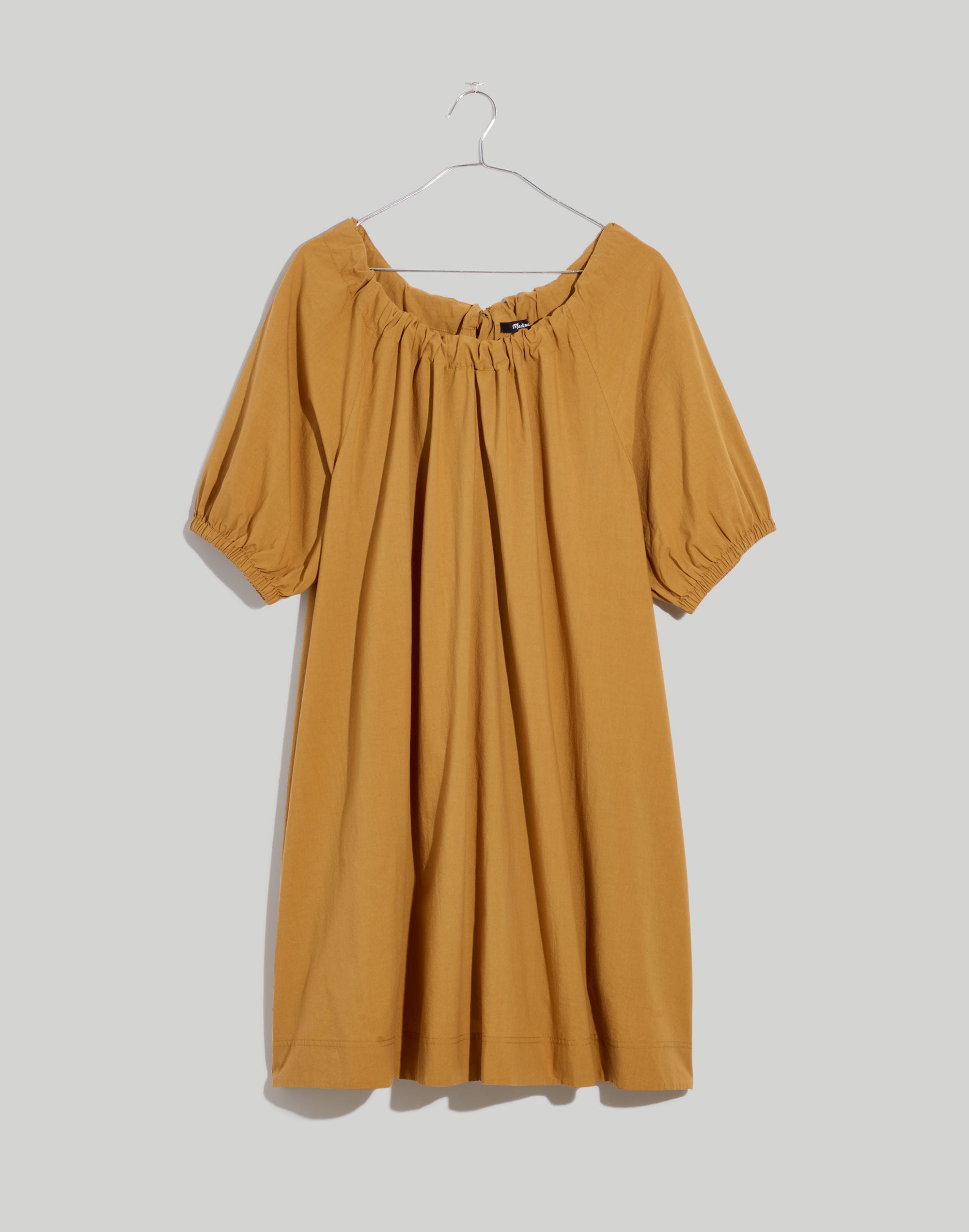 Crinkle Poplin Puff-Sleeve Mini Dress