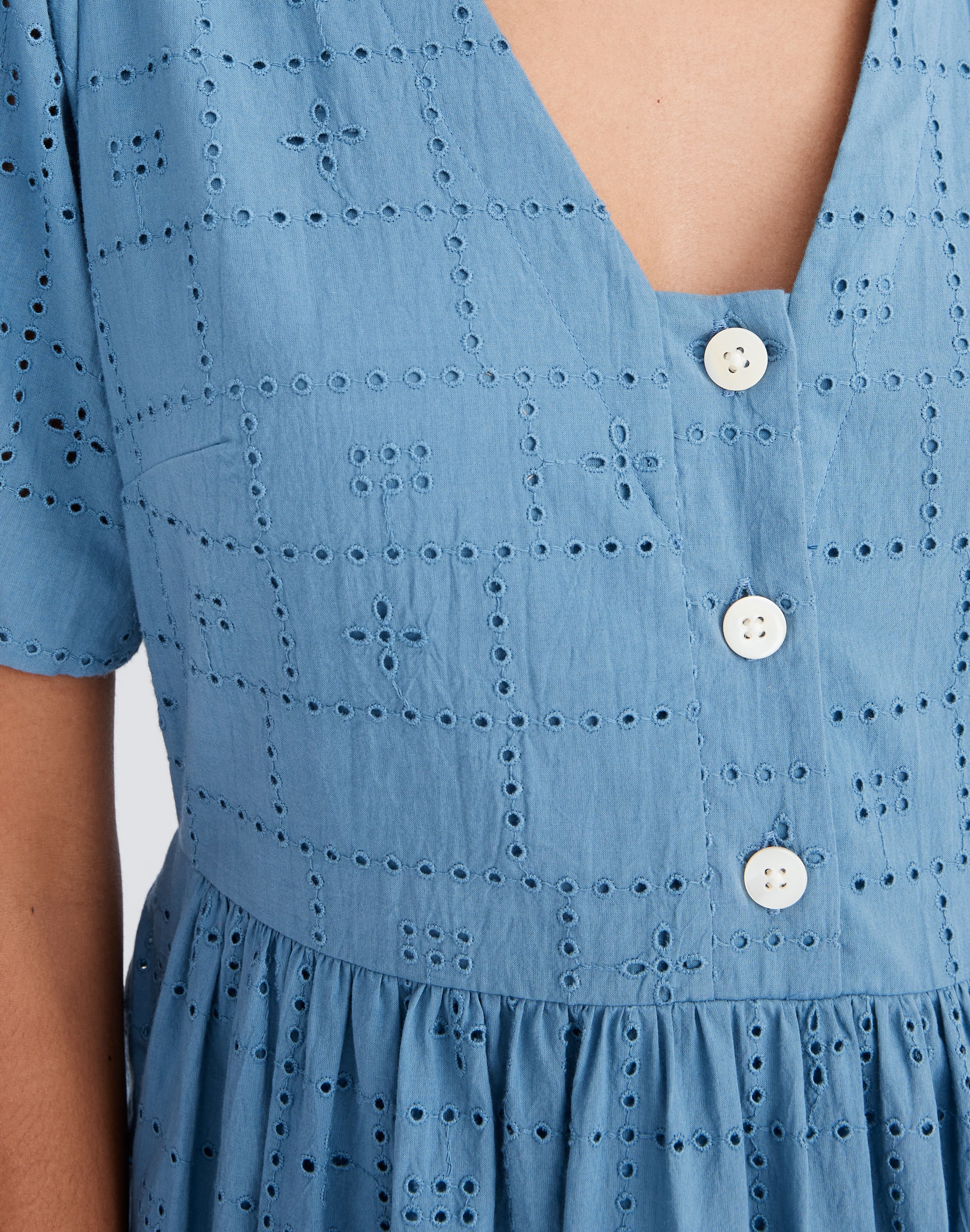 Quilted Eyelet Midi Dress
