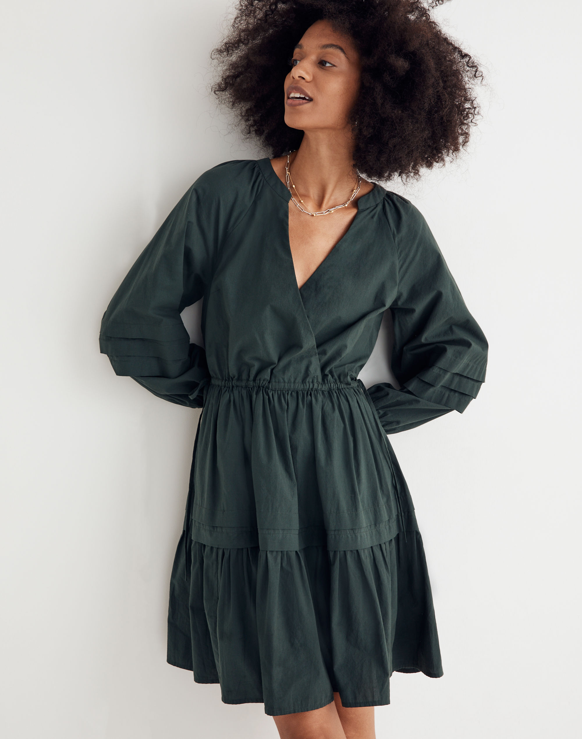 Crinkle Poplin Wrap Mini Dress