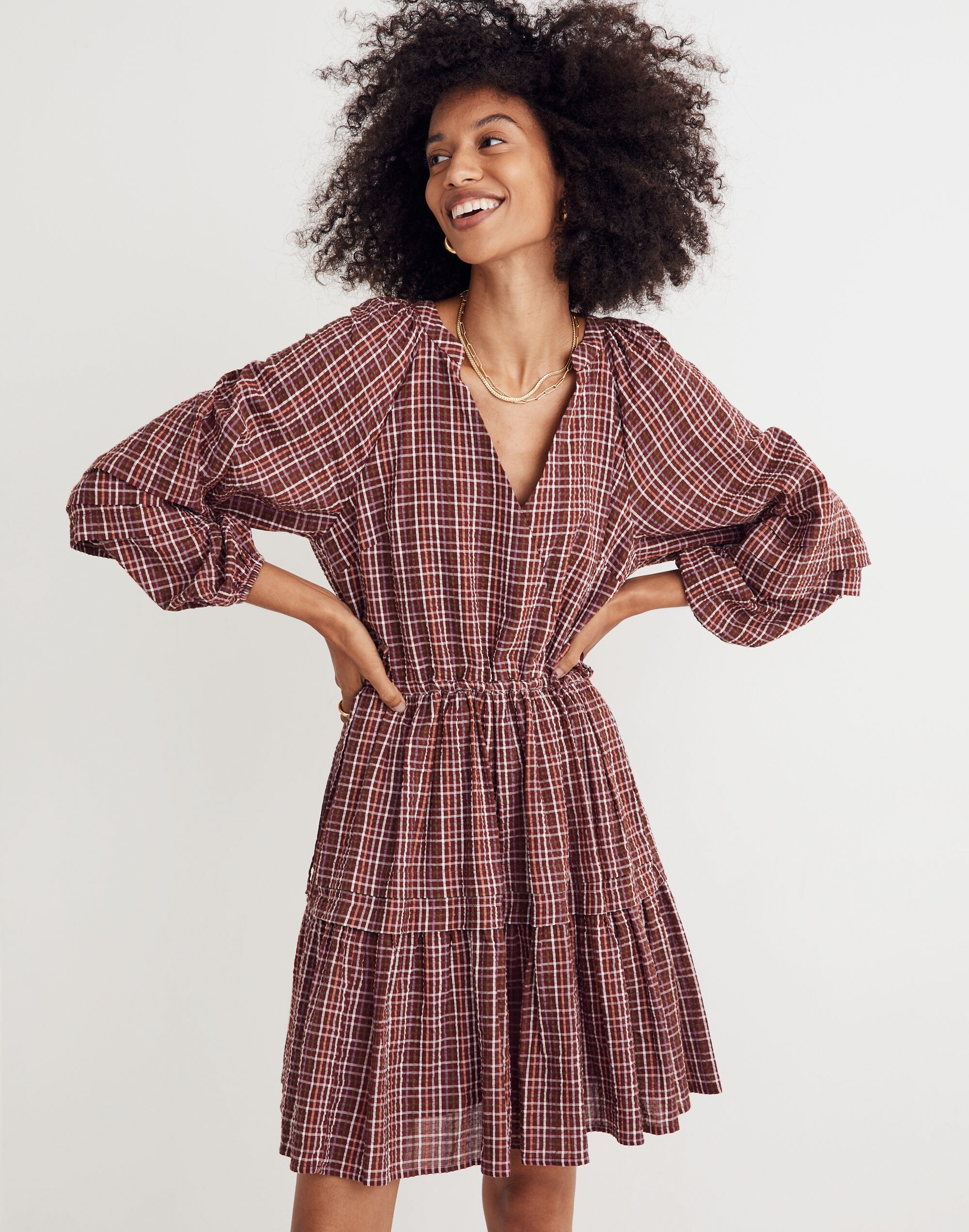 Seersucker Wrap Mini Dress