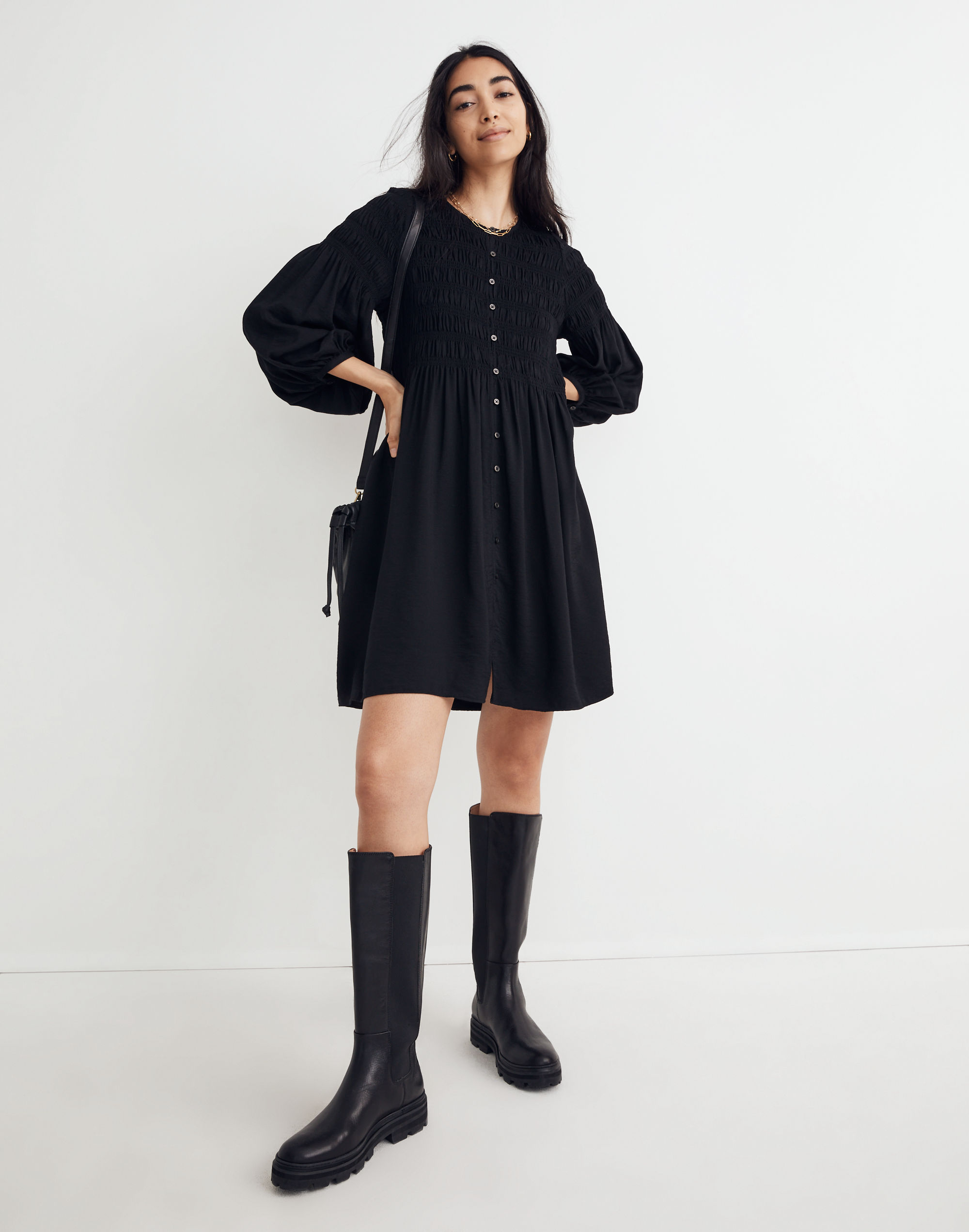 Button-Front Mini Dress