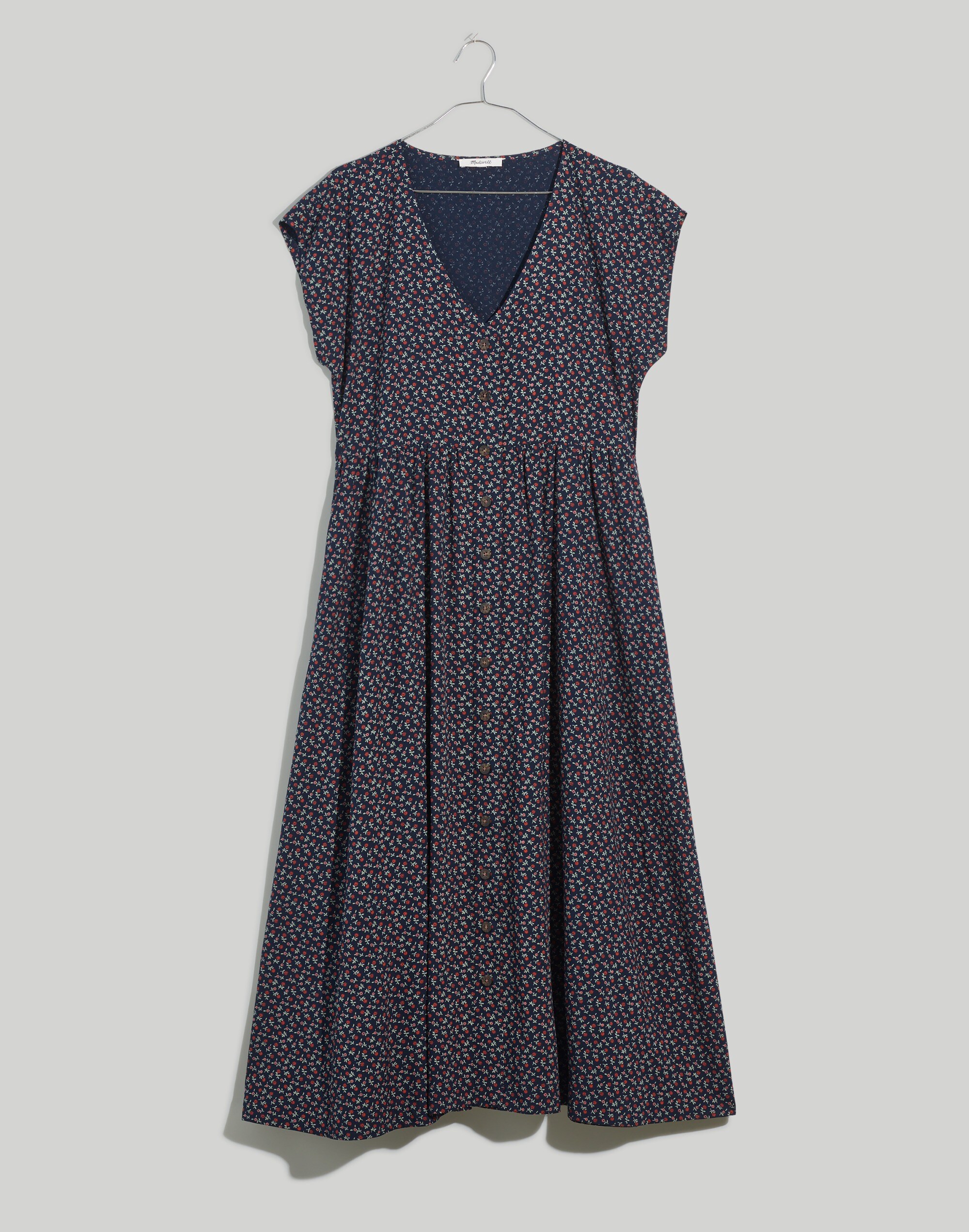 ミンティーです！ Button-Front Midi Dress in Campden Daisies | Madewell