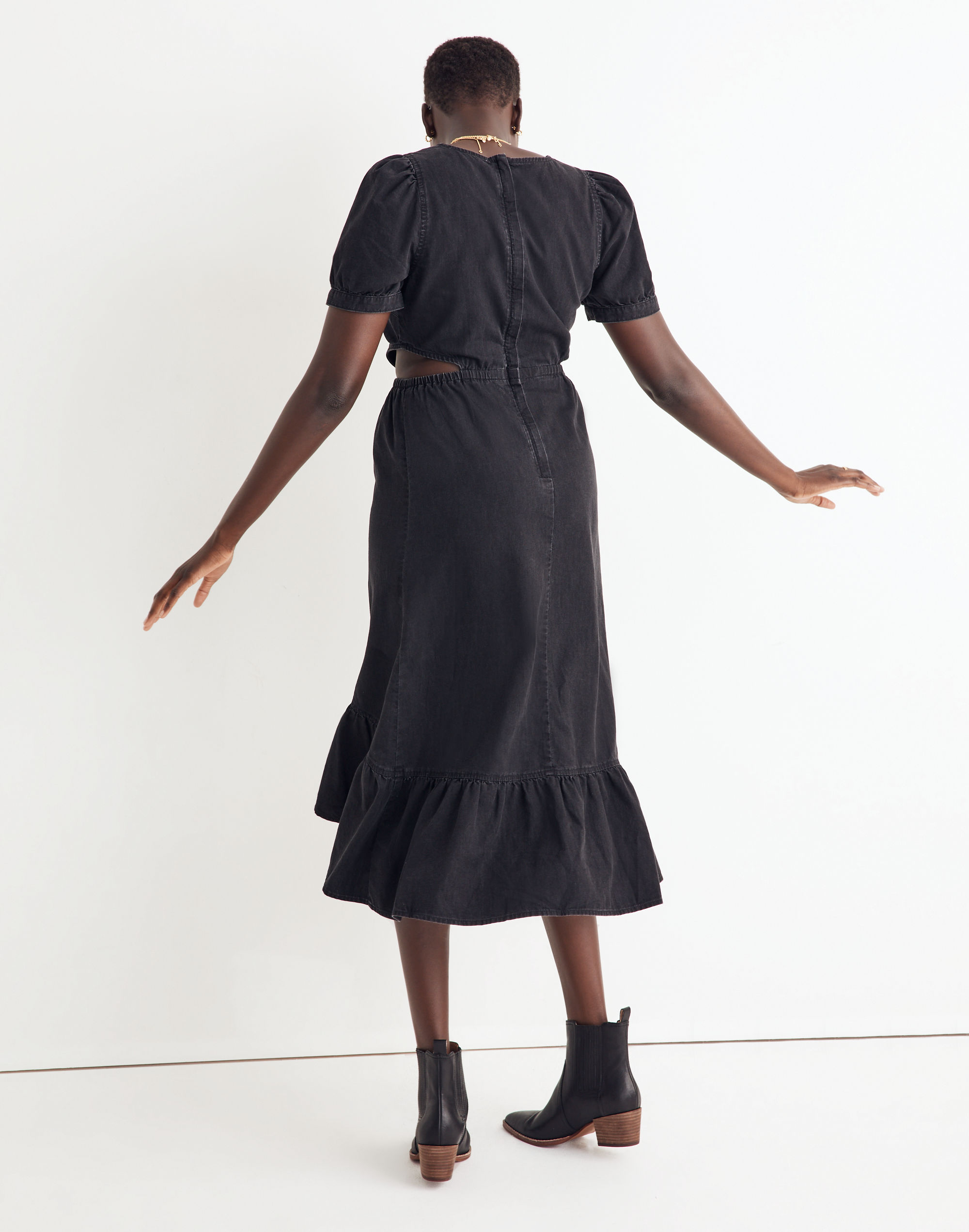 Denim Cutout Midi Dress in Mulgrove Wash