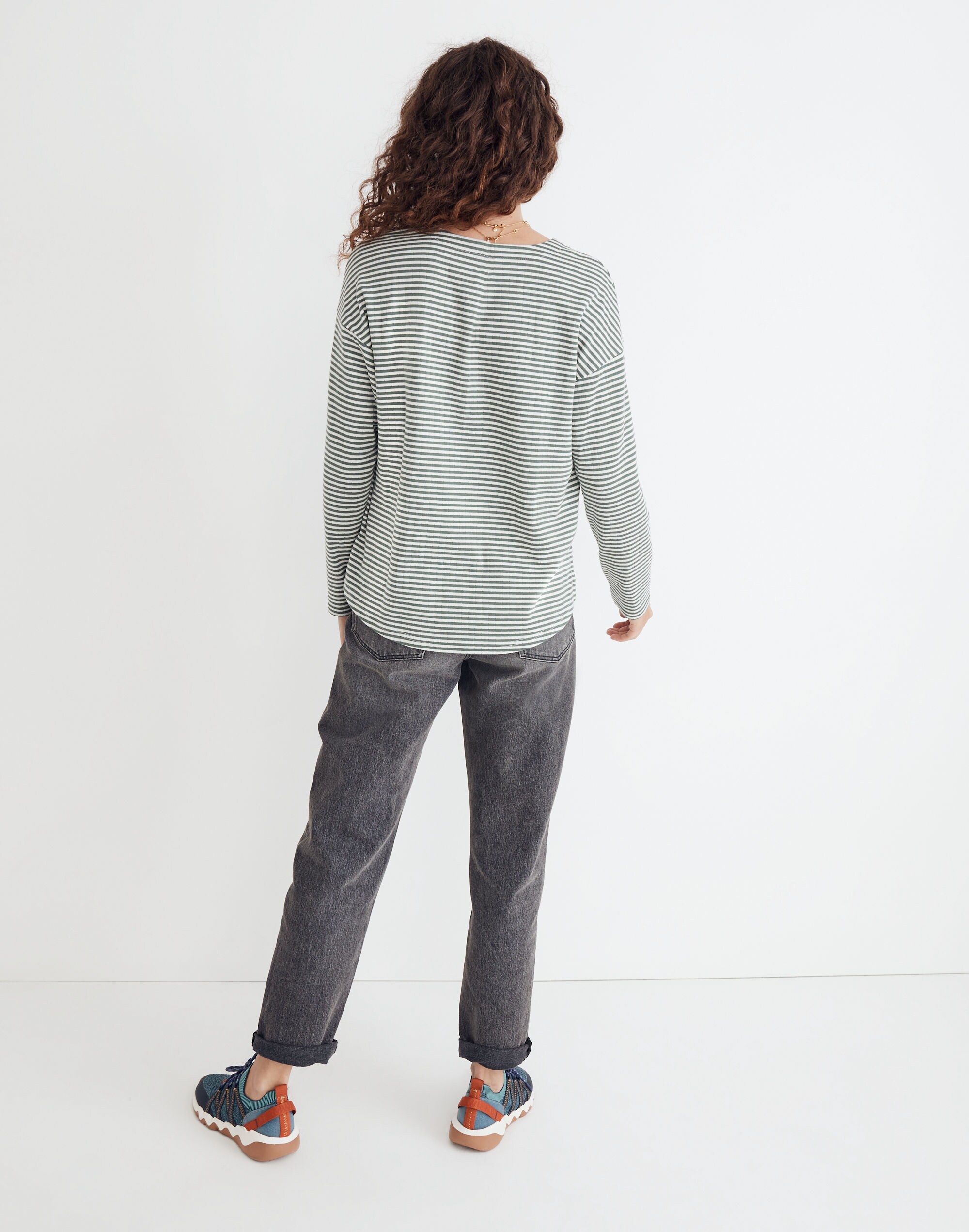 Double-Faced Henley Tee in Stripe