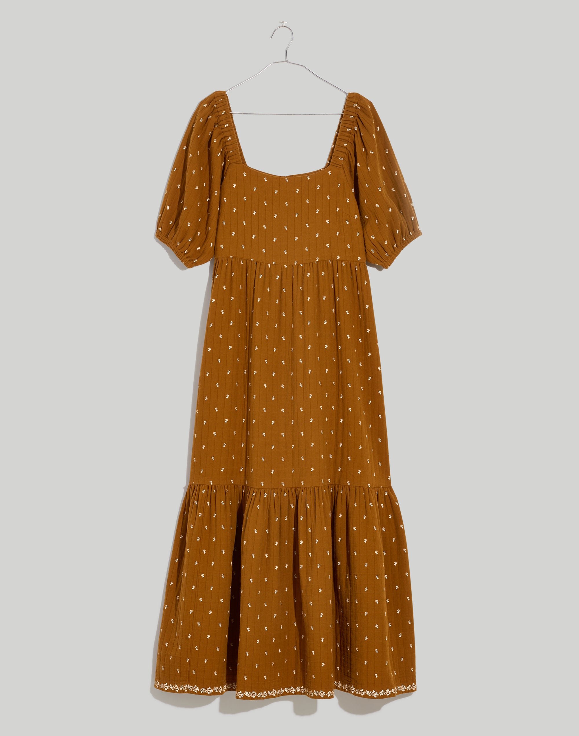 Quilted Tiered Midi Dress in Welsh Blossoms