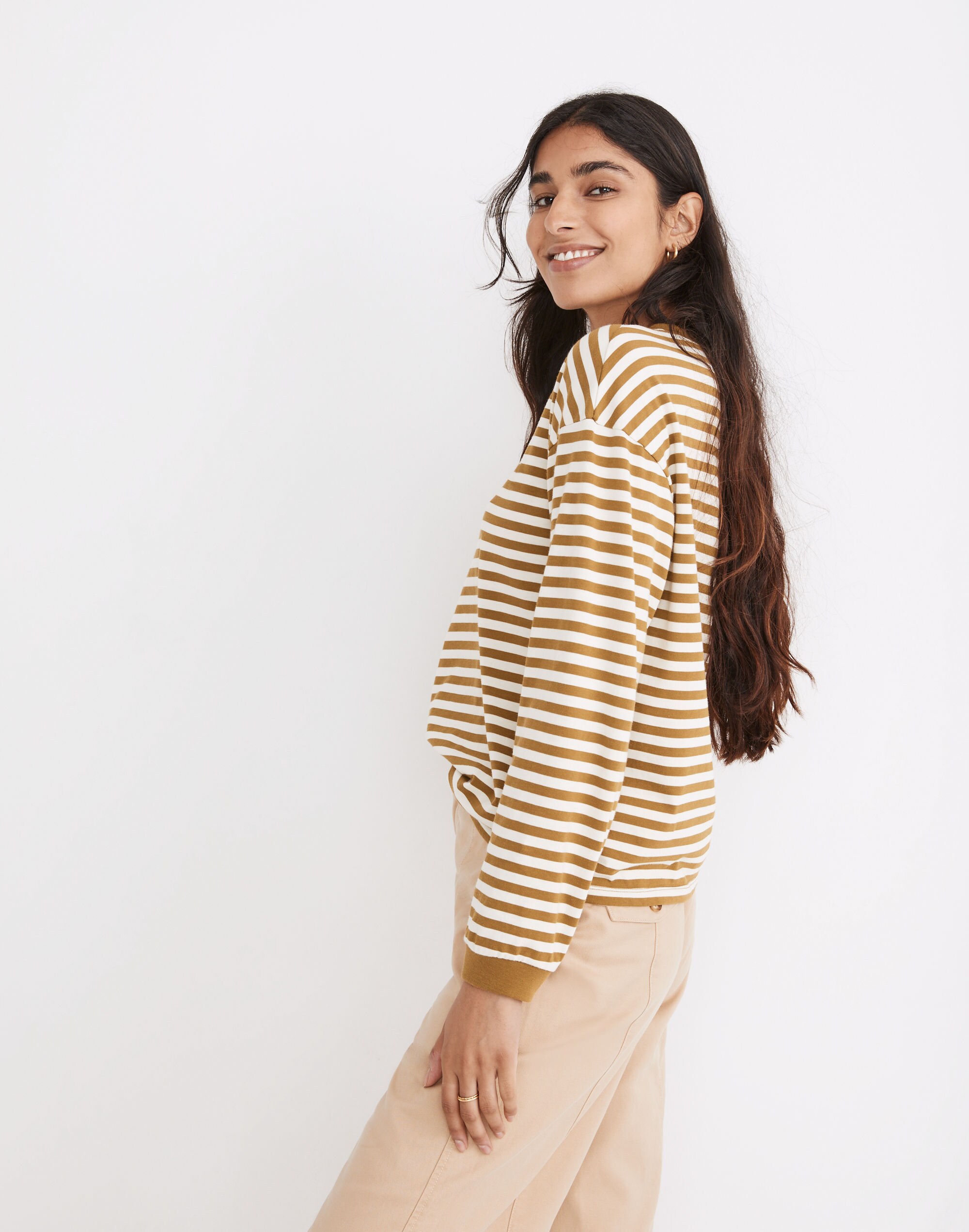 Supima&reg; Cotton Essential Long-Sleeve Tee in Zetta Stripe