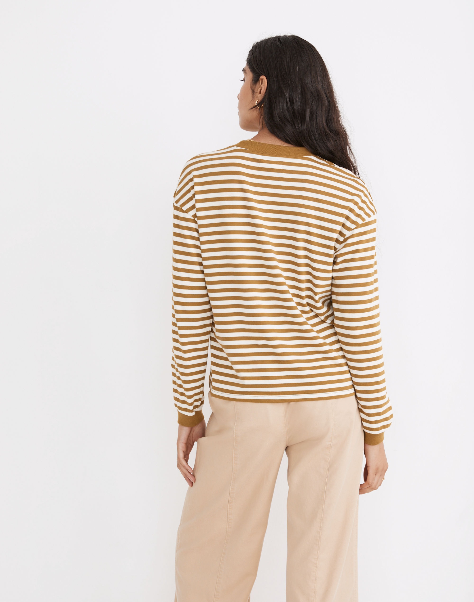 Supima&reg; Cotton Essential Long-Sleeve Tee in Zetta Stripe