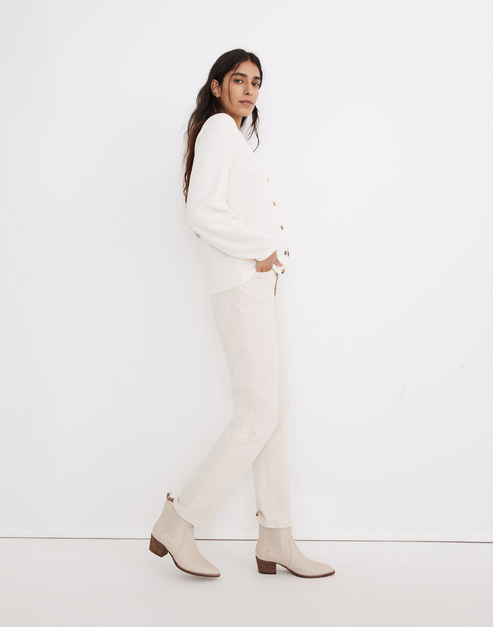 Pieced-Sleeve Cardigan