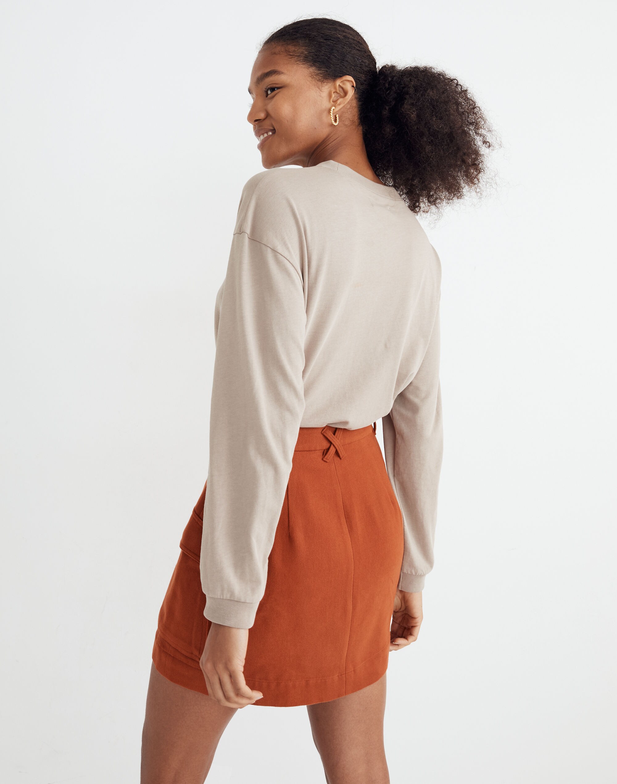 Drapey Moleskin Cargo Mini Skirt