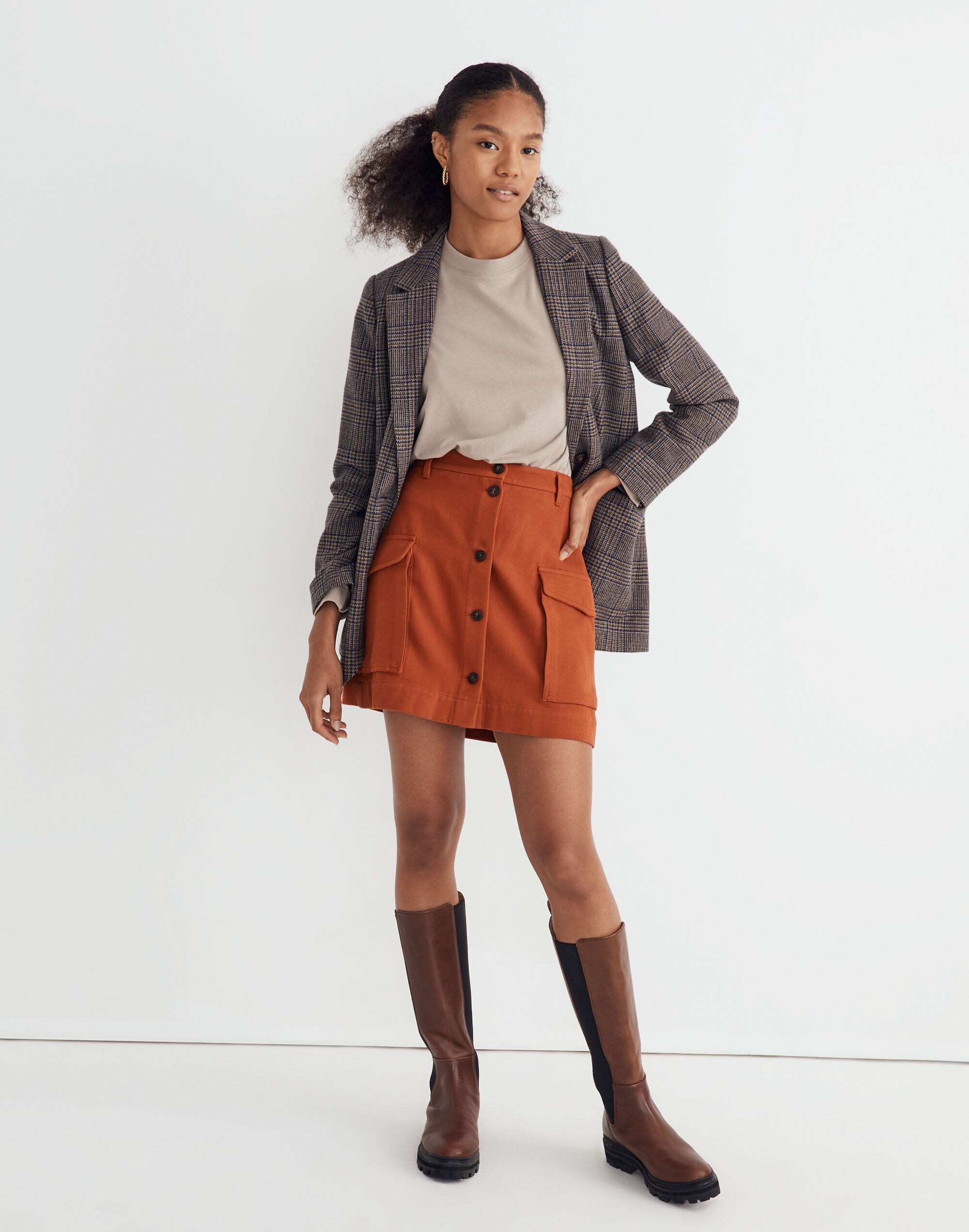 Drapey Moleskin Cargo Mini Skirt