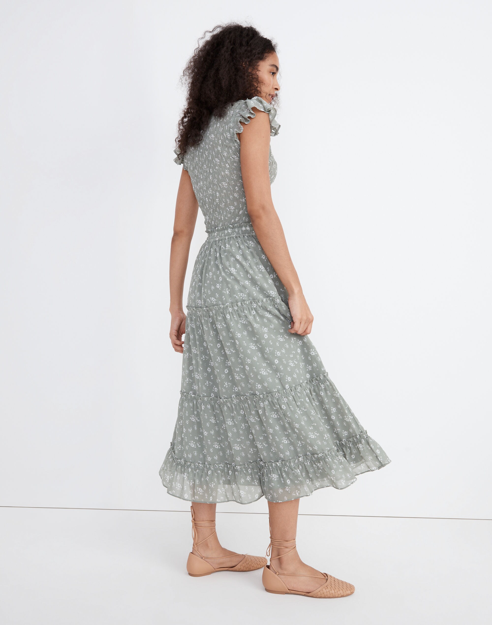 Pull-on Ruffle Tiered Maxi Skirt in Cottage Garden