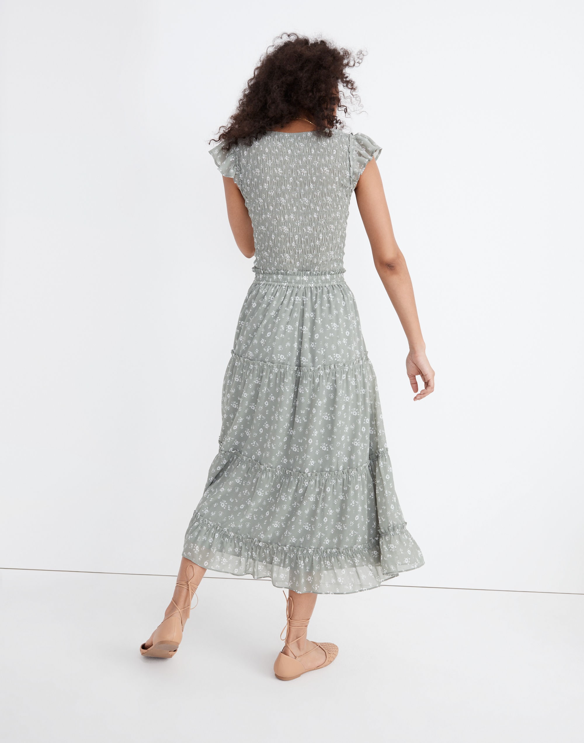 Pull-on Ruffle Tiered Maxi Skirt in Cottage Garden