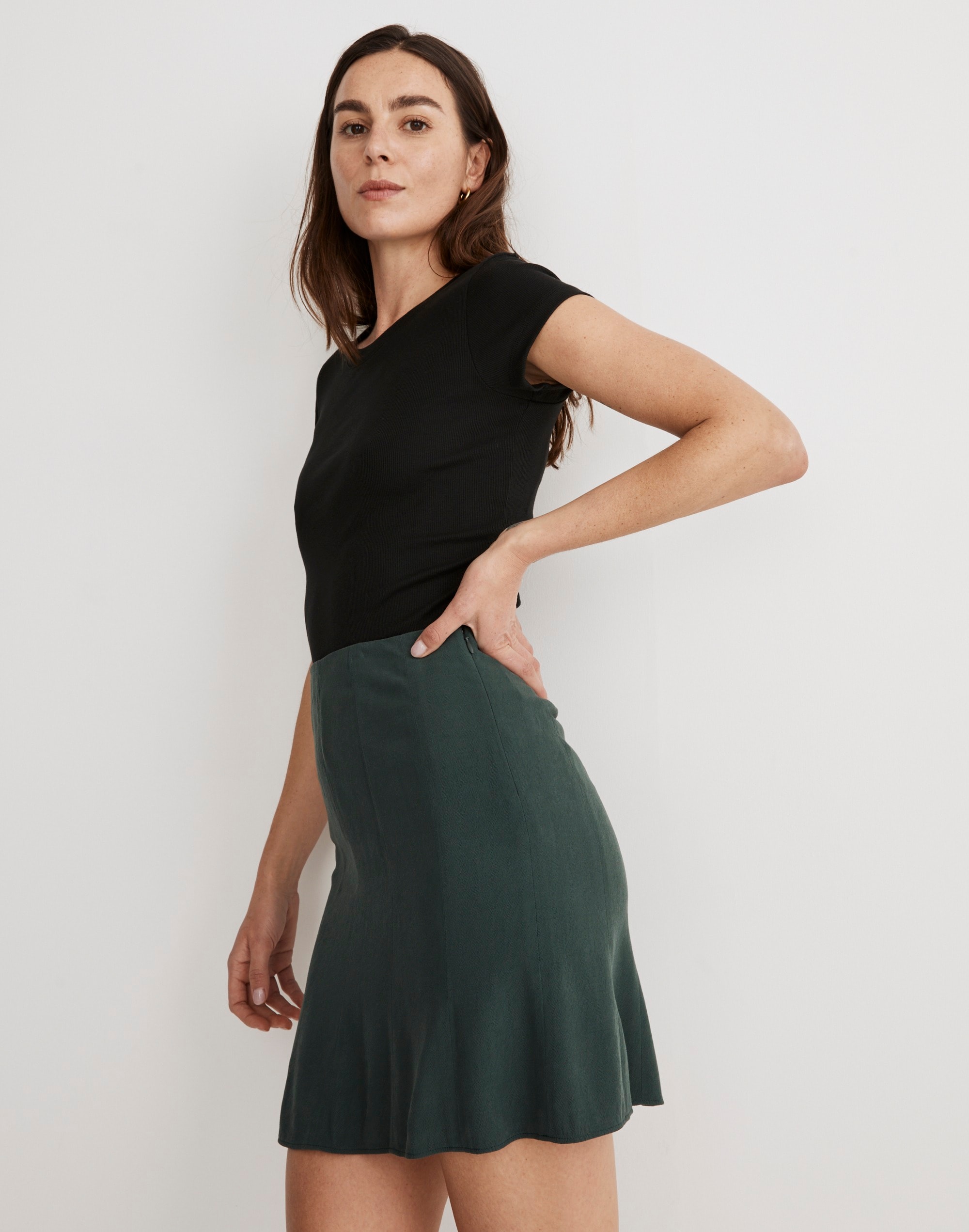 Side-Zip Mini Slip Skirt