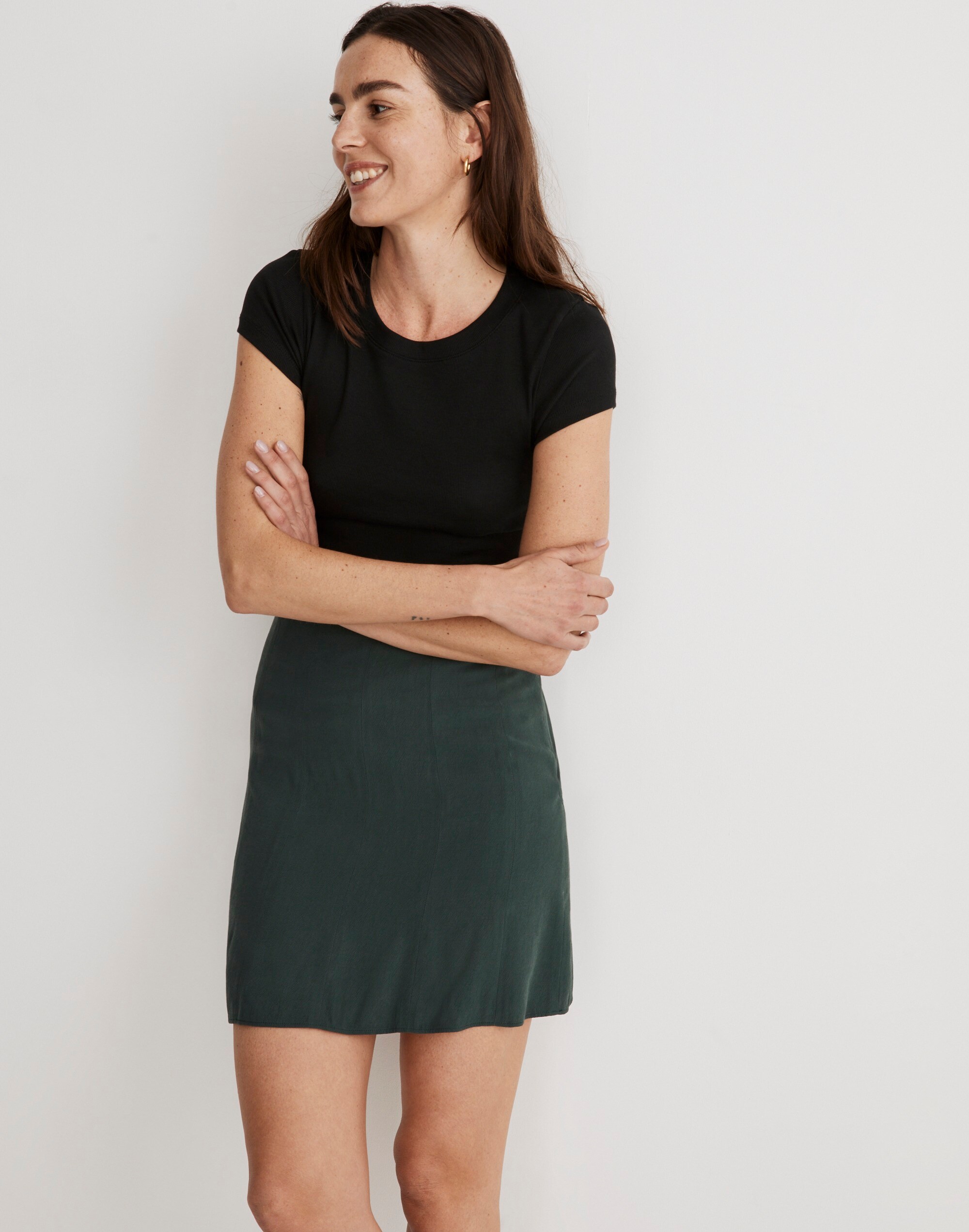 Side-Zip Mini Slip Skirt