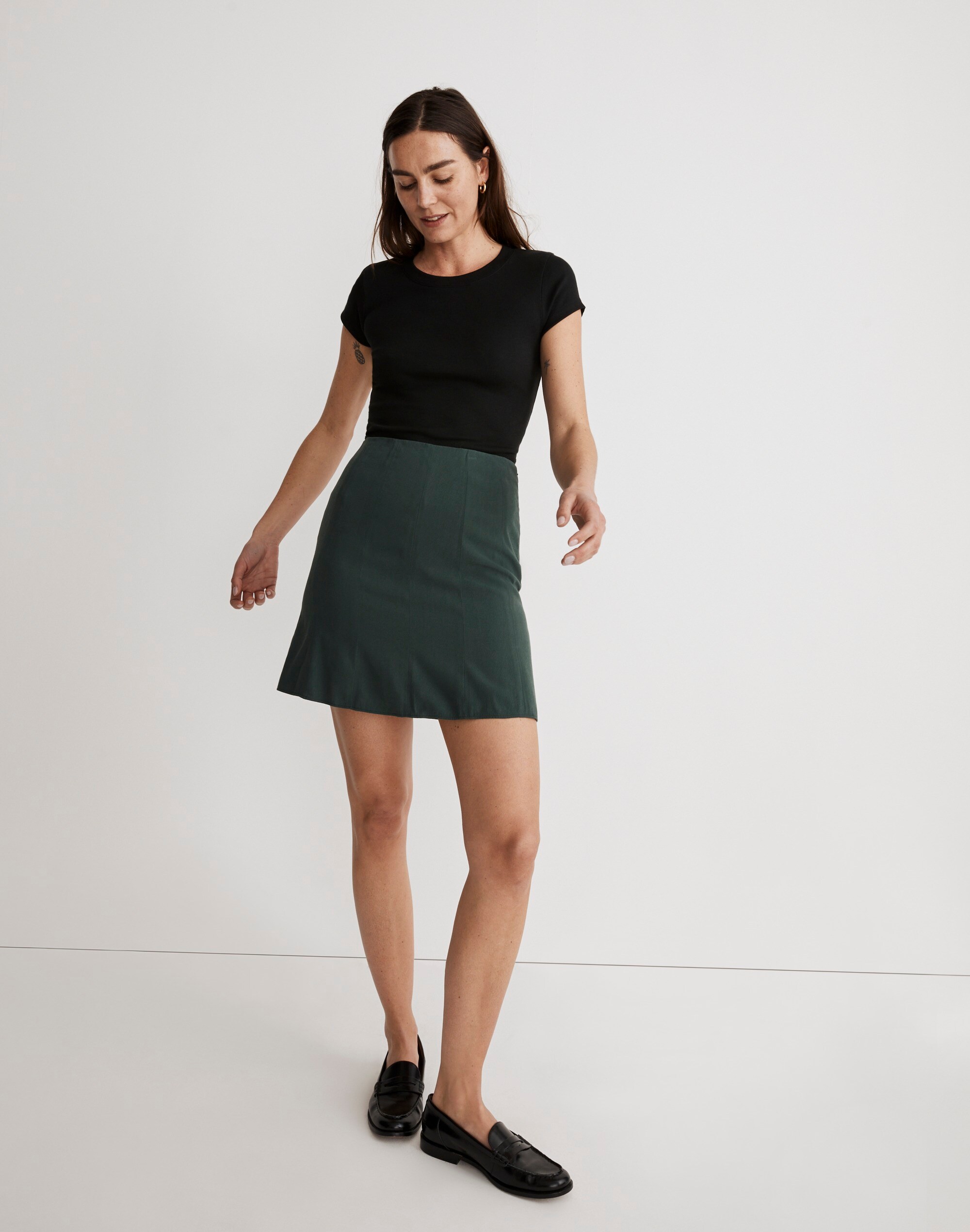 Side-Zip Mini Slip Skirt