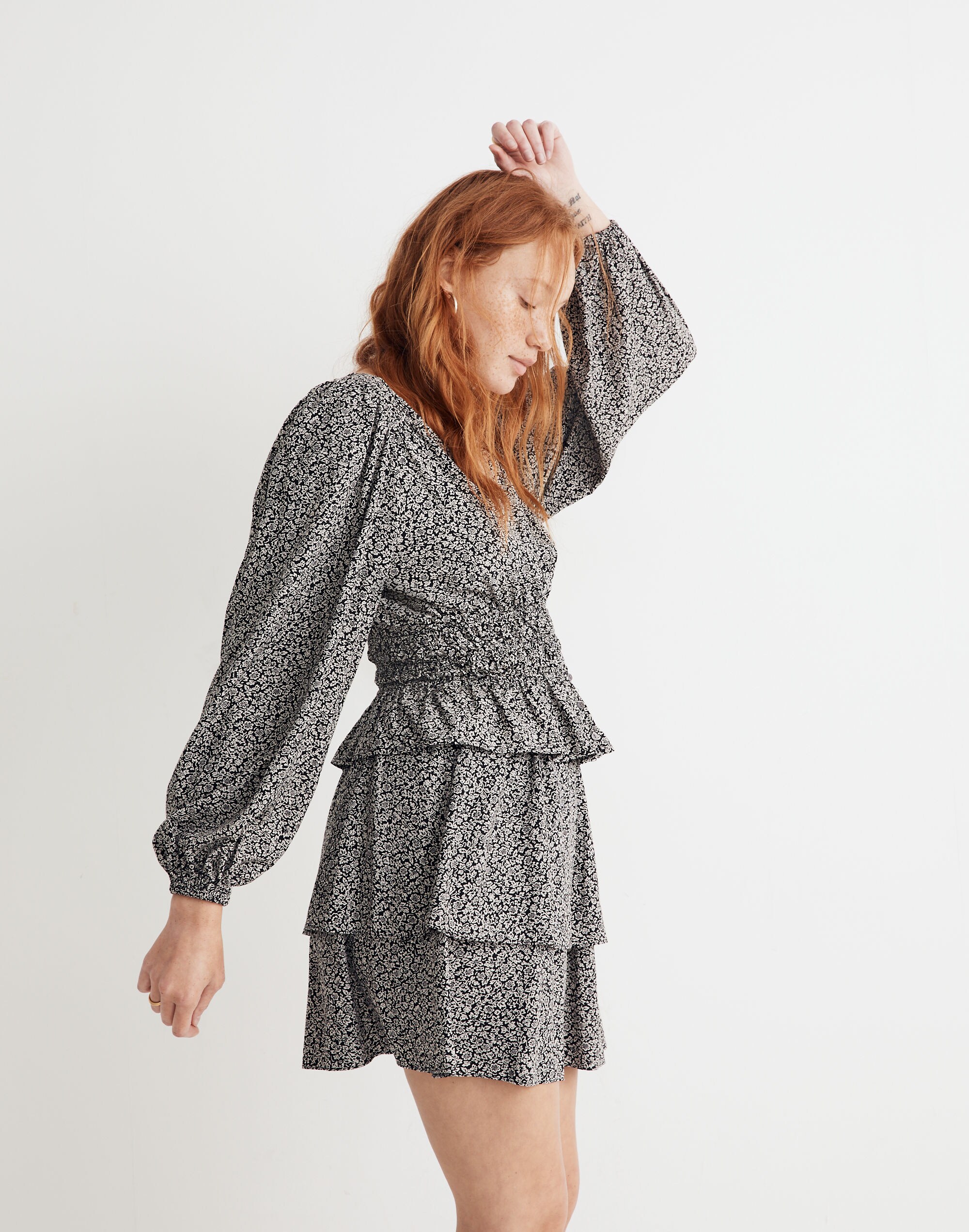 Pull-On Tier Mini Skirt in Tudor Floral