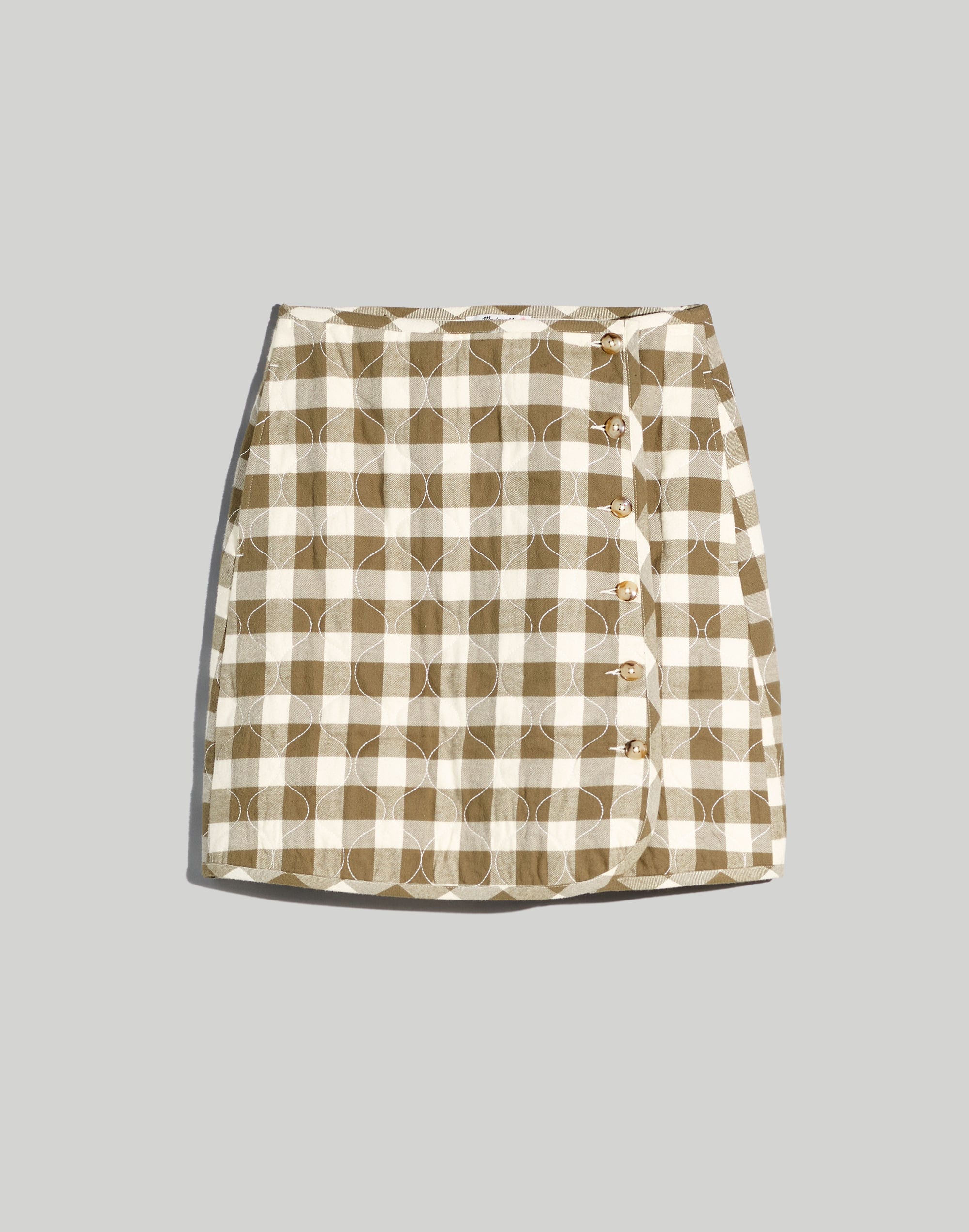 Quilted Flannel Mini Skirt in Gingham Check