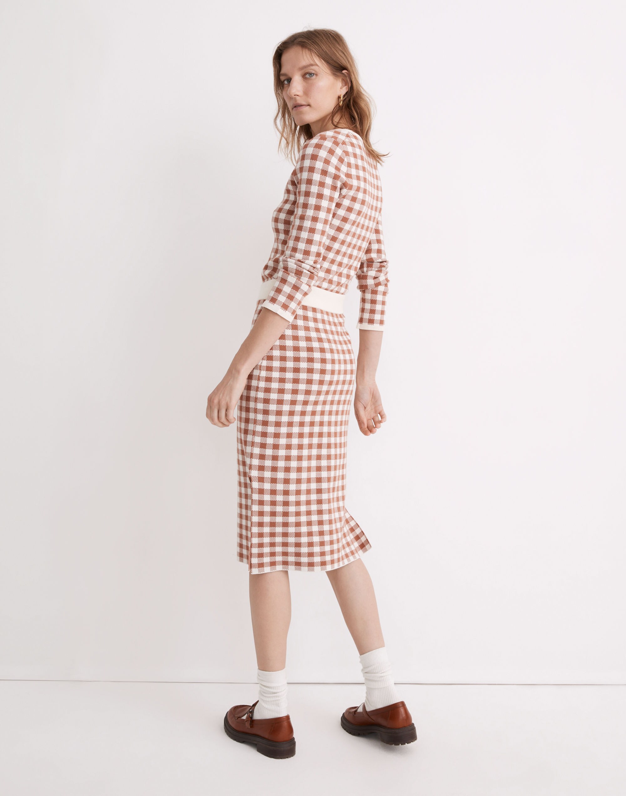 Gingham Midi Sweater Skirt