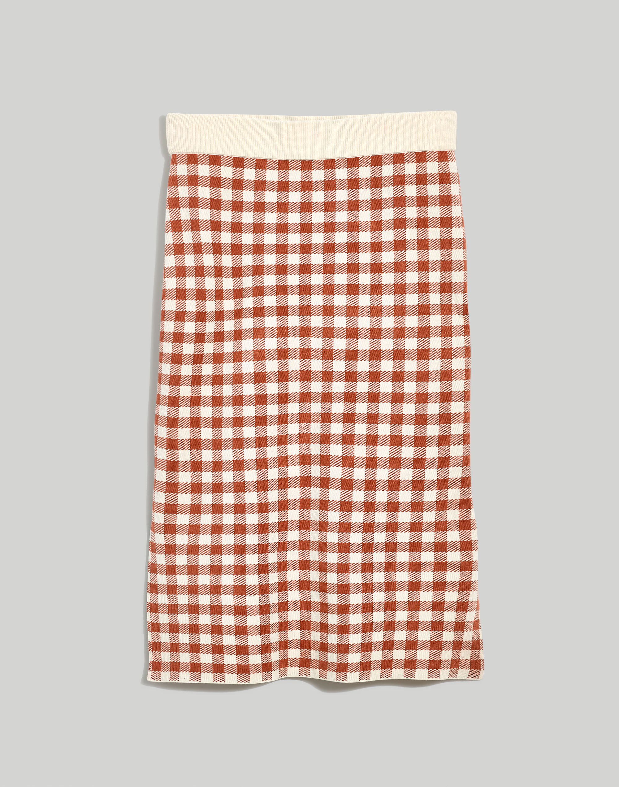 Gingham Midi Sweater Skirt