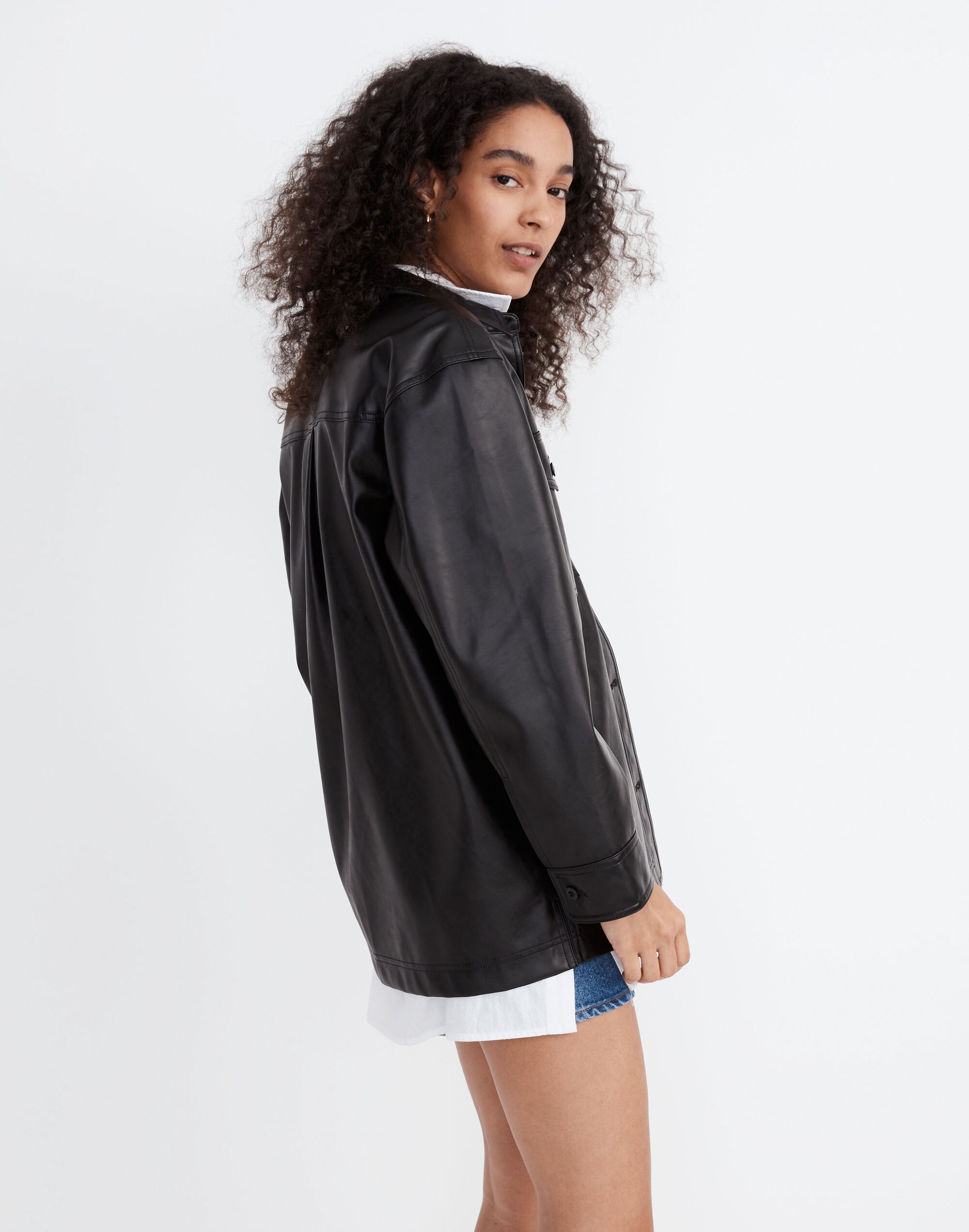 Faux Leather Oversized Shirt-Jacket | Madewell