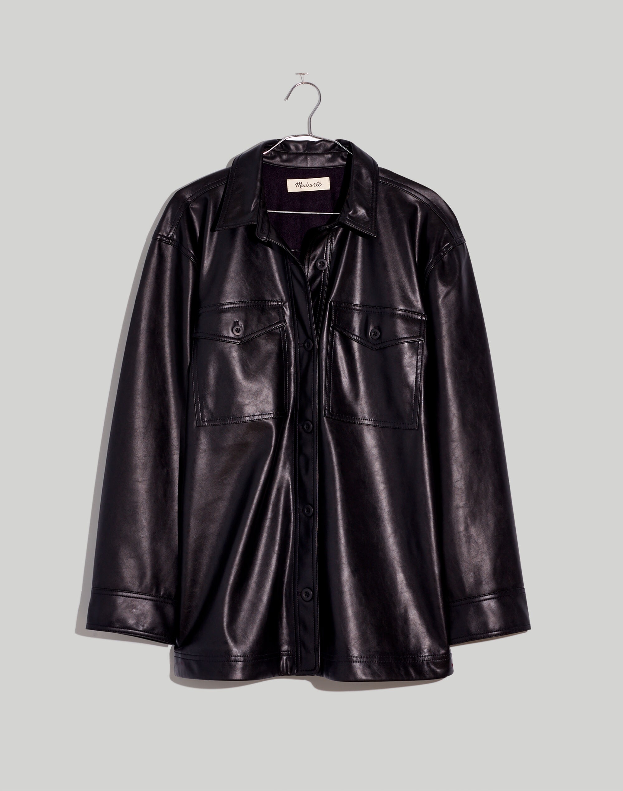 Faux Leather Oversized Shirt-Jacket
