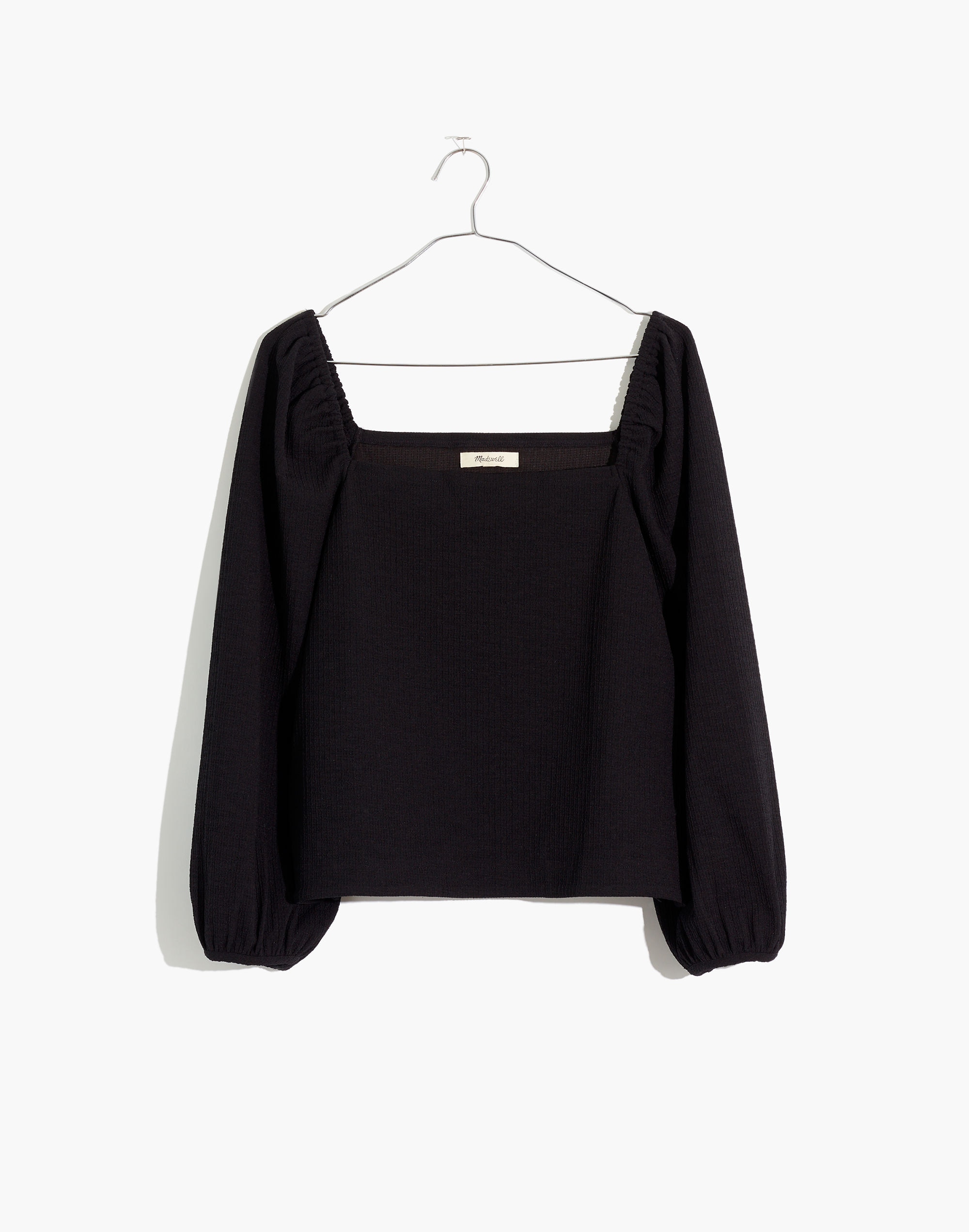 plus crepe square-neck puff-sleeve top