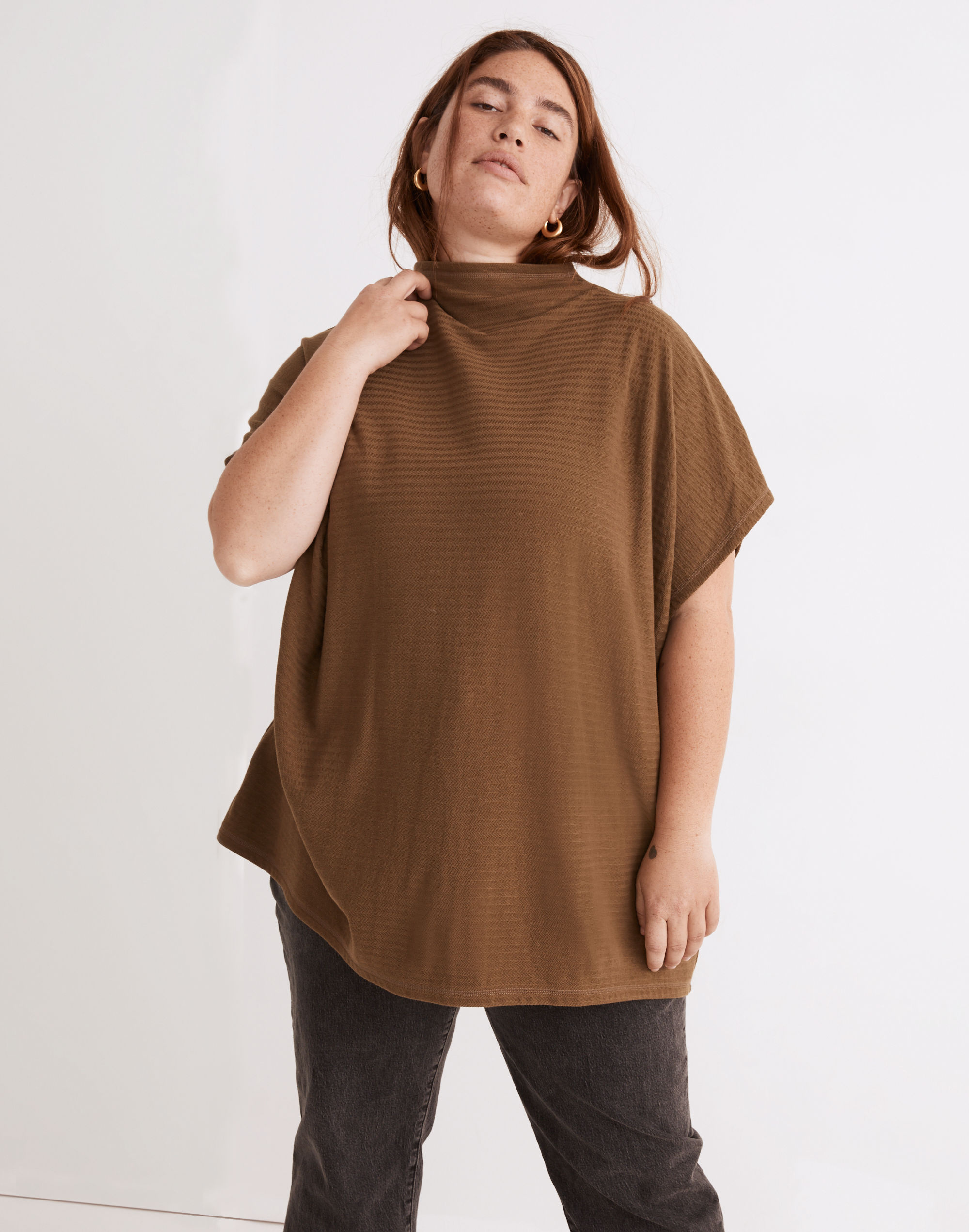 Plus Oversized Funnelneck Tunic Top
