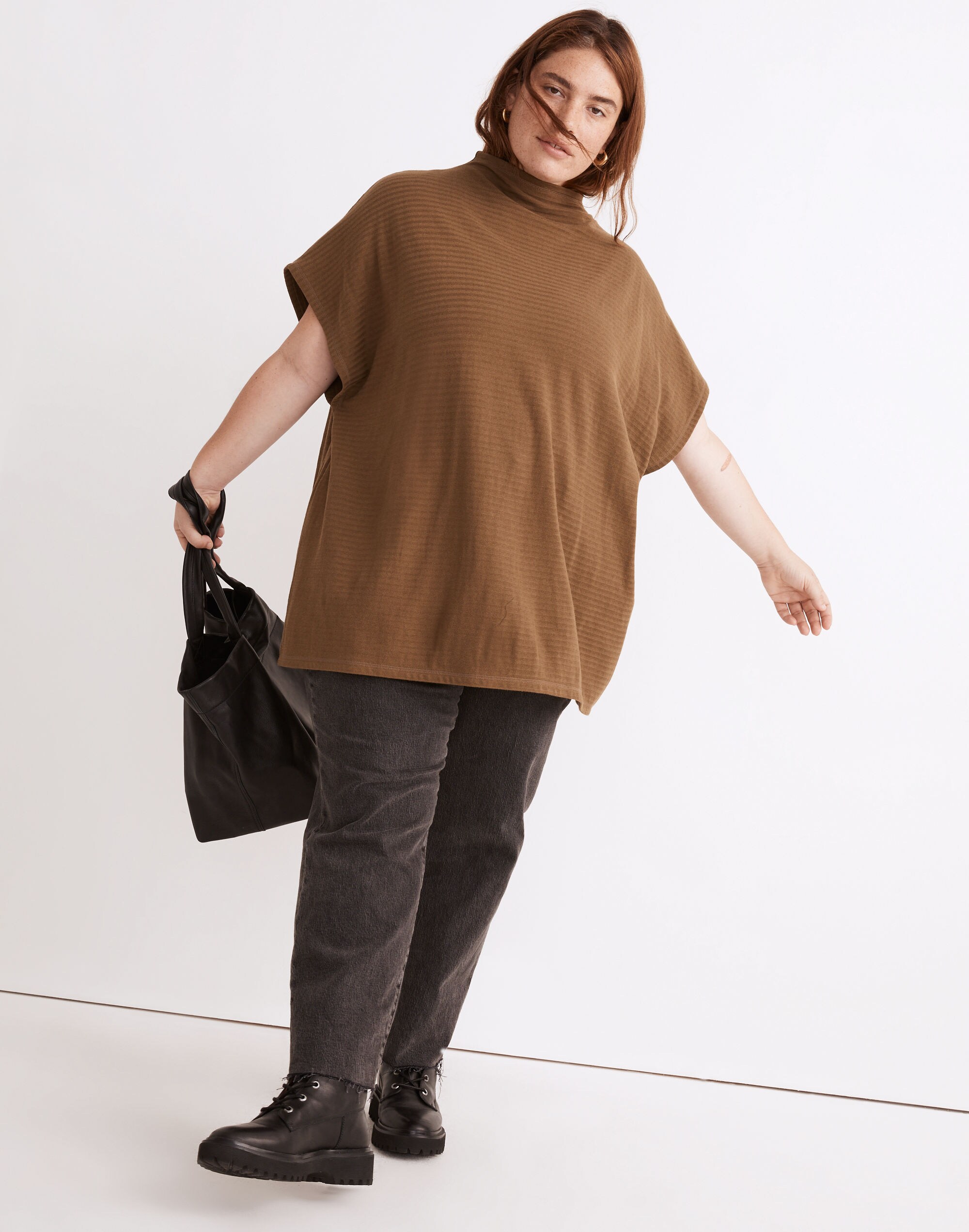 Plus Oversized Funnelneck Tunic Top