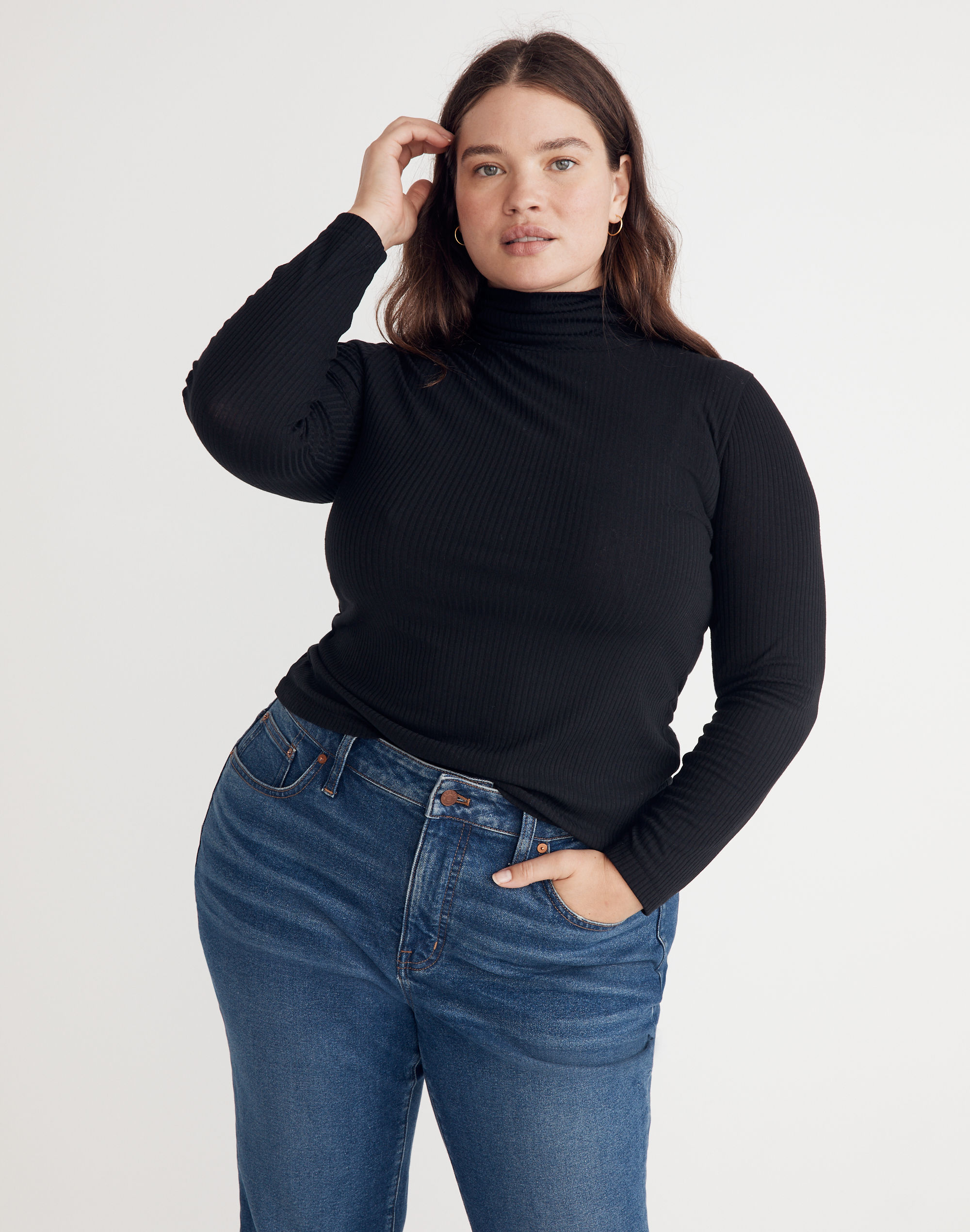 plus ribbed turtleneck top