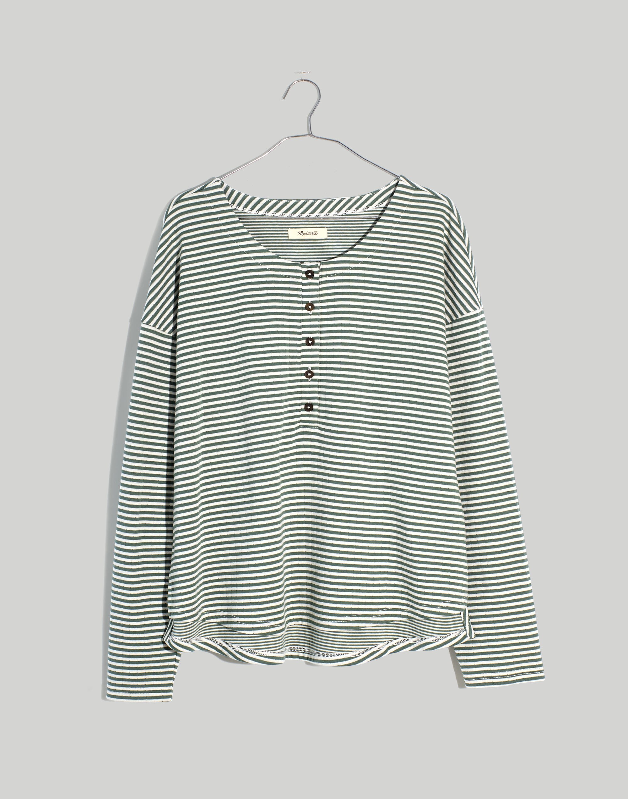 Plus Double-Faced Henley Tee in Stripe