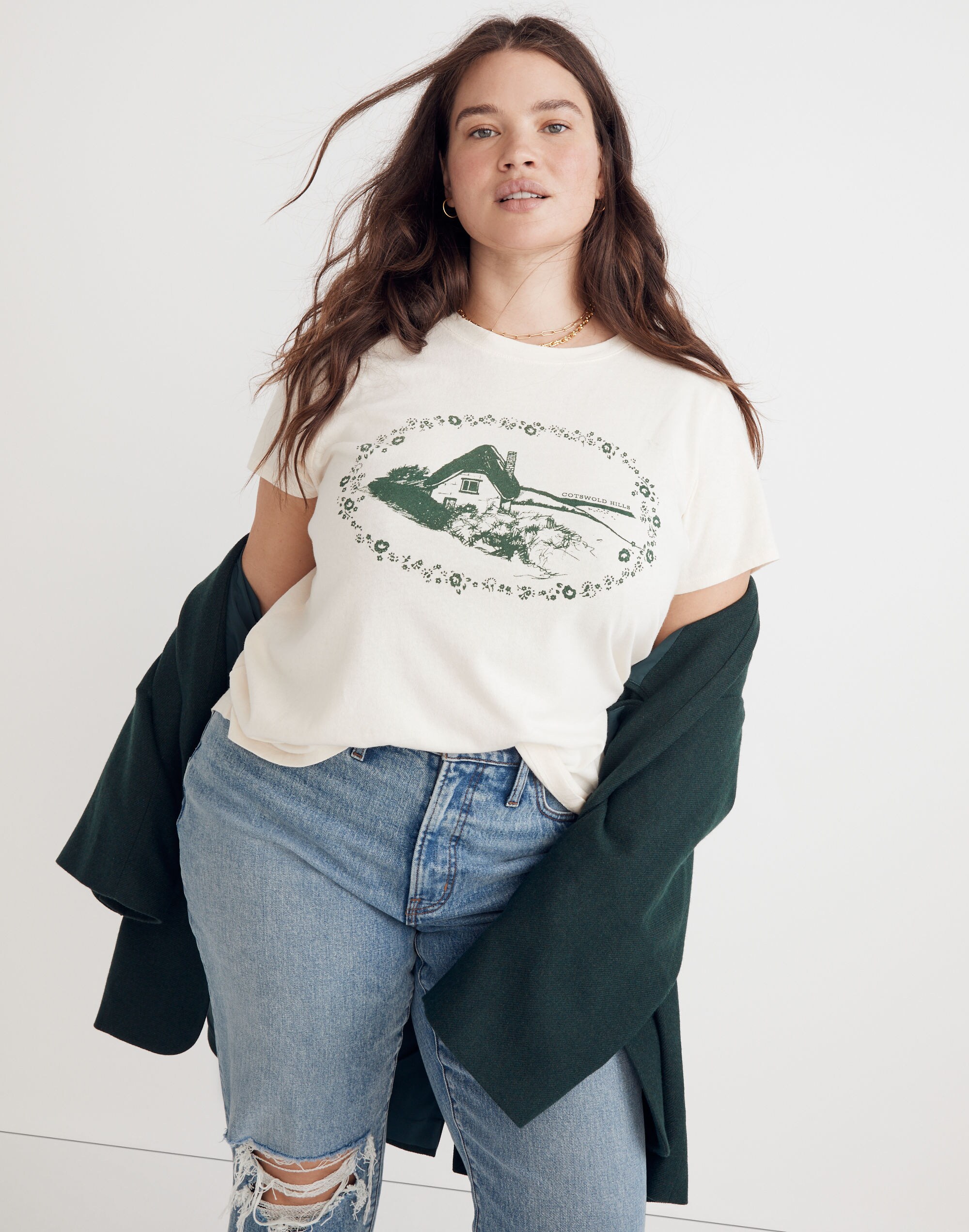 Plus Cotswold Hills Shrunken Shirttail Tee