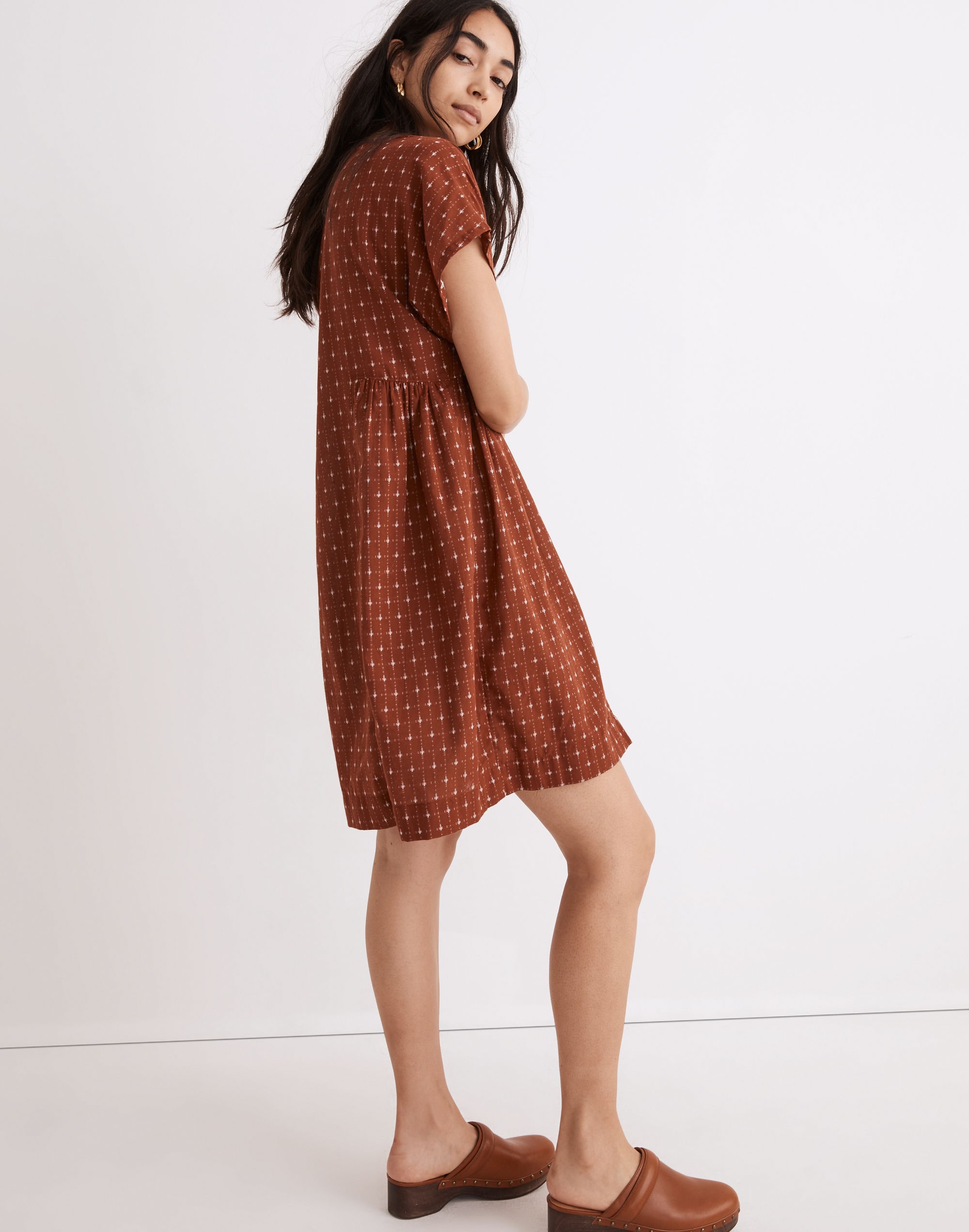 Jacquard Dolman-Sleeve Mini Dress
