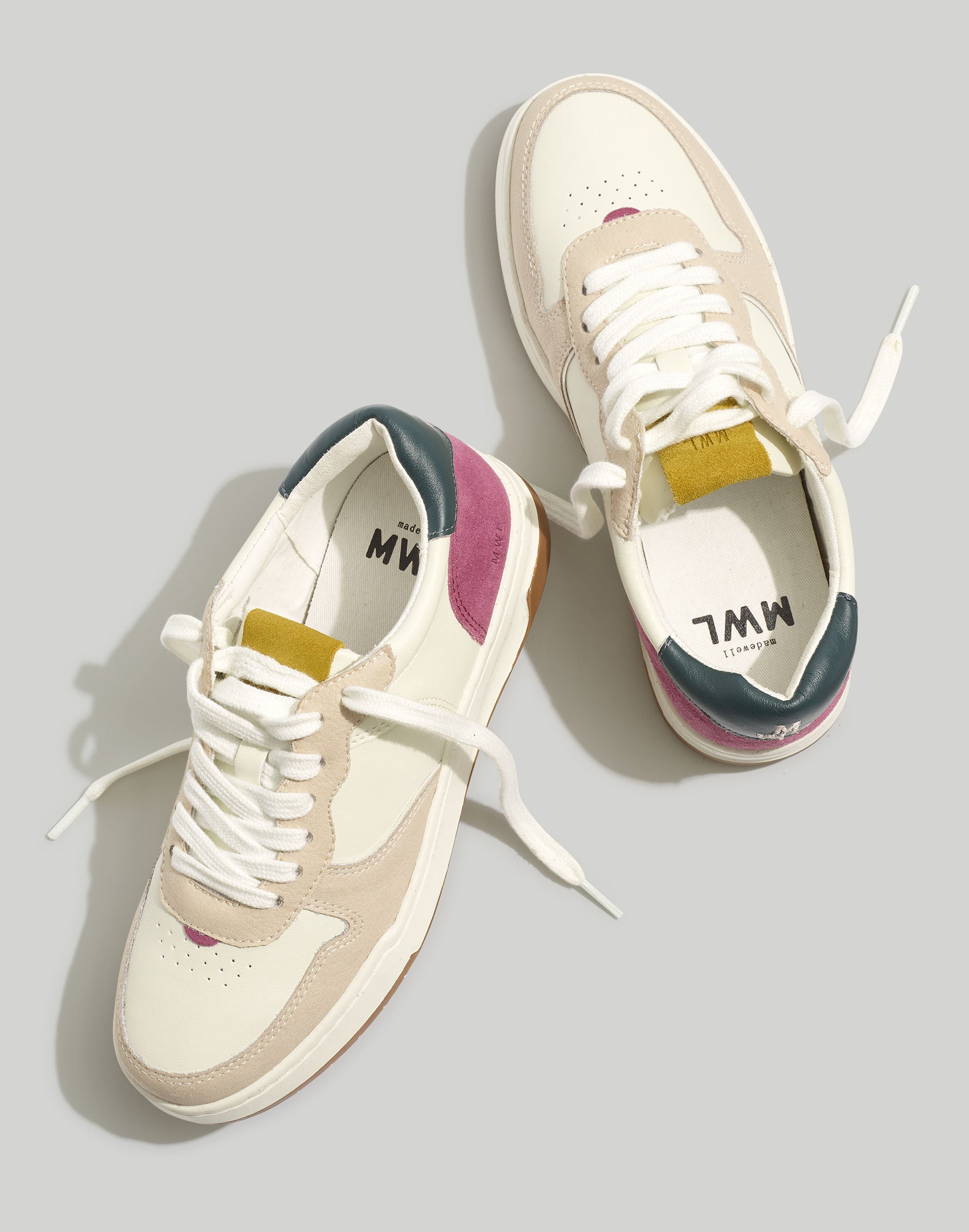 Court Low-Top Sneakers in Washed Nubuck and Suede