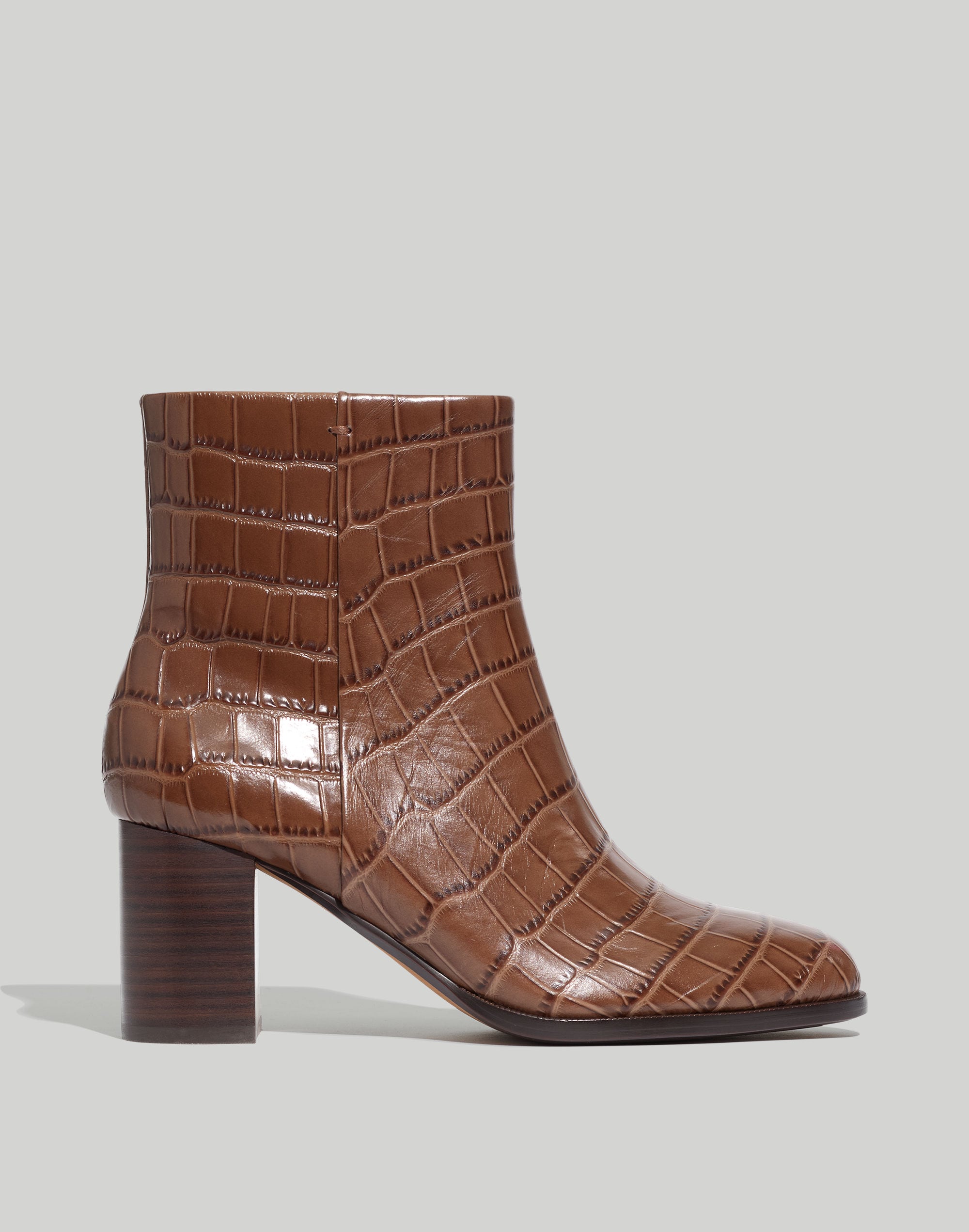 The Mira Side-Seam Ankle Boot in Croc Embossed Leather