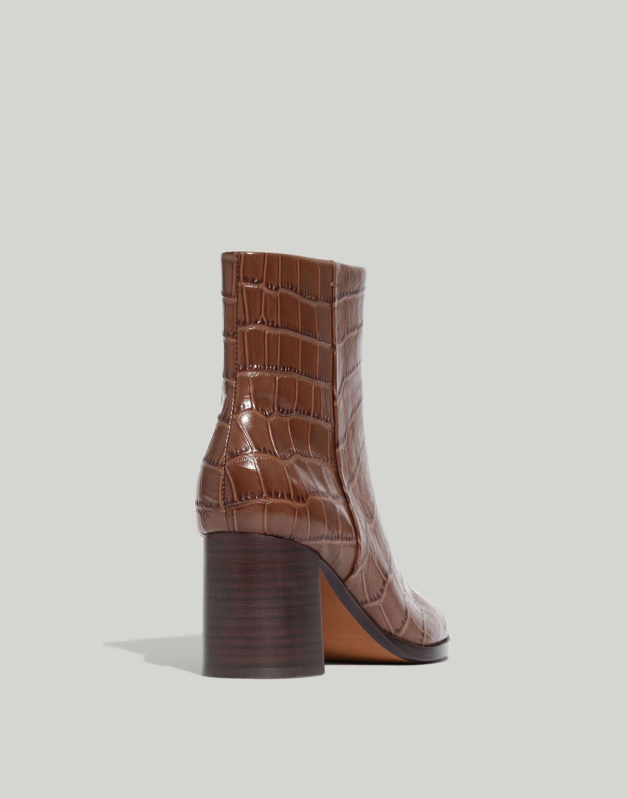 The Mira Side-Seam Ankle Boot in Croc Embossed Leather