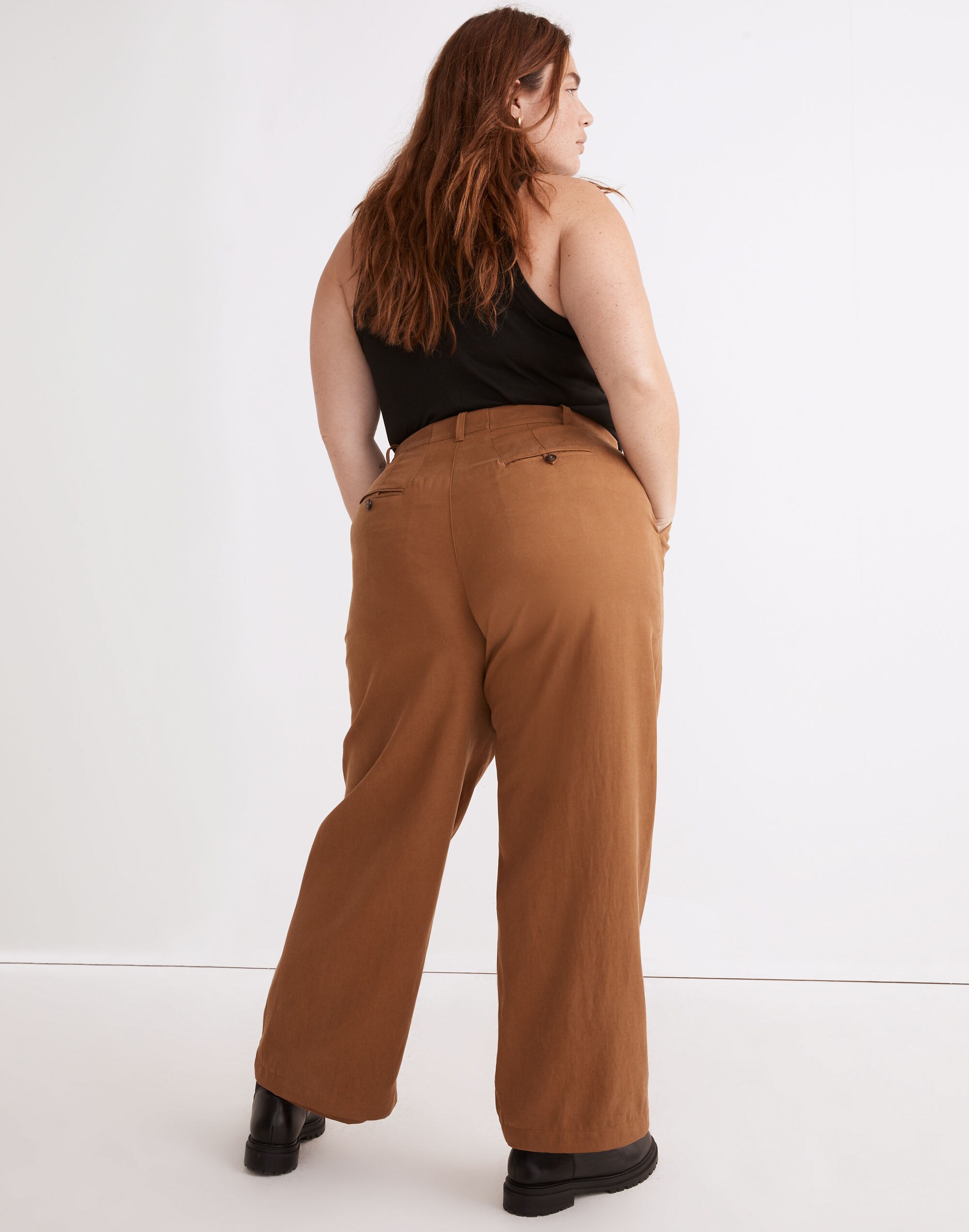 The Plus Harlow Wide-Leg Pant in Drapey Twill