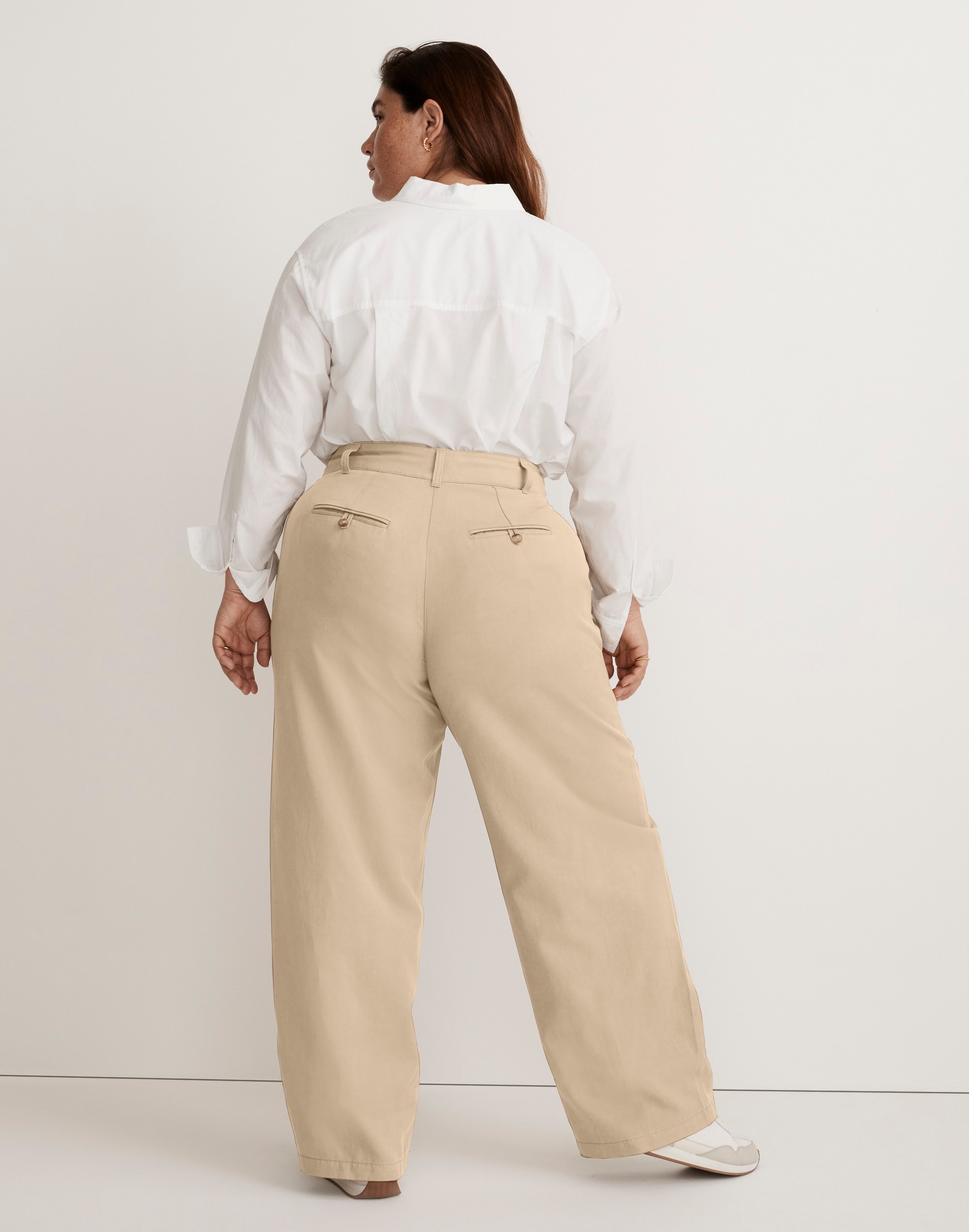 The Plus Harlow Wide-Leg Pant in Drapey Twill