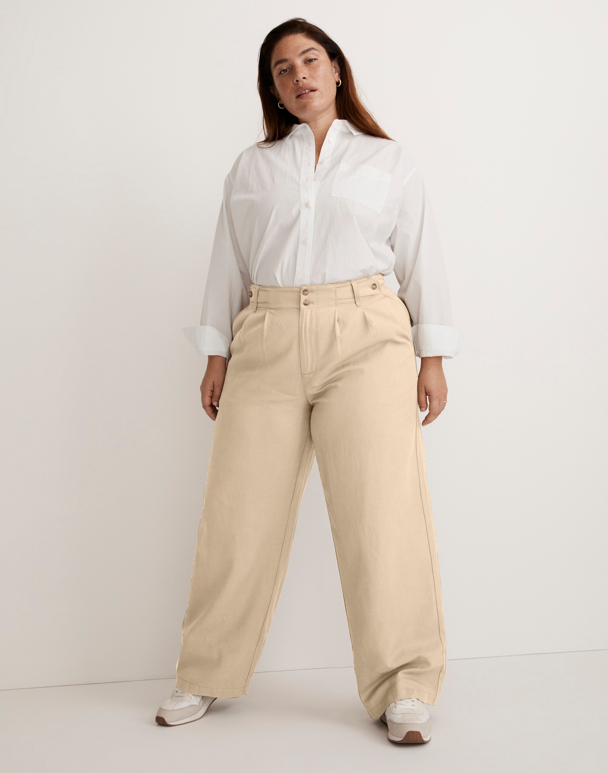 The Plus Harlow Wide-Leg Pant in Drapey Twill