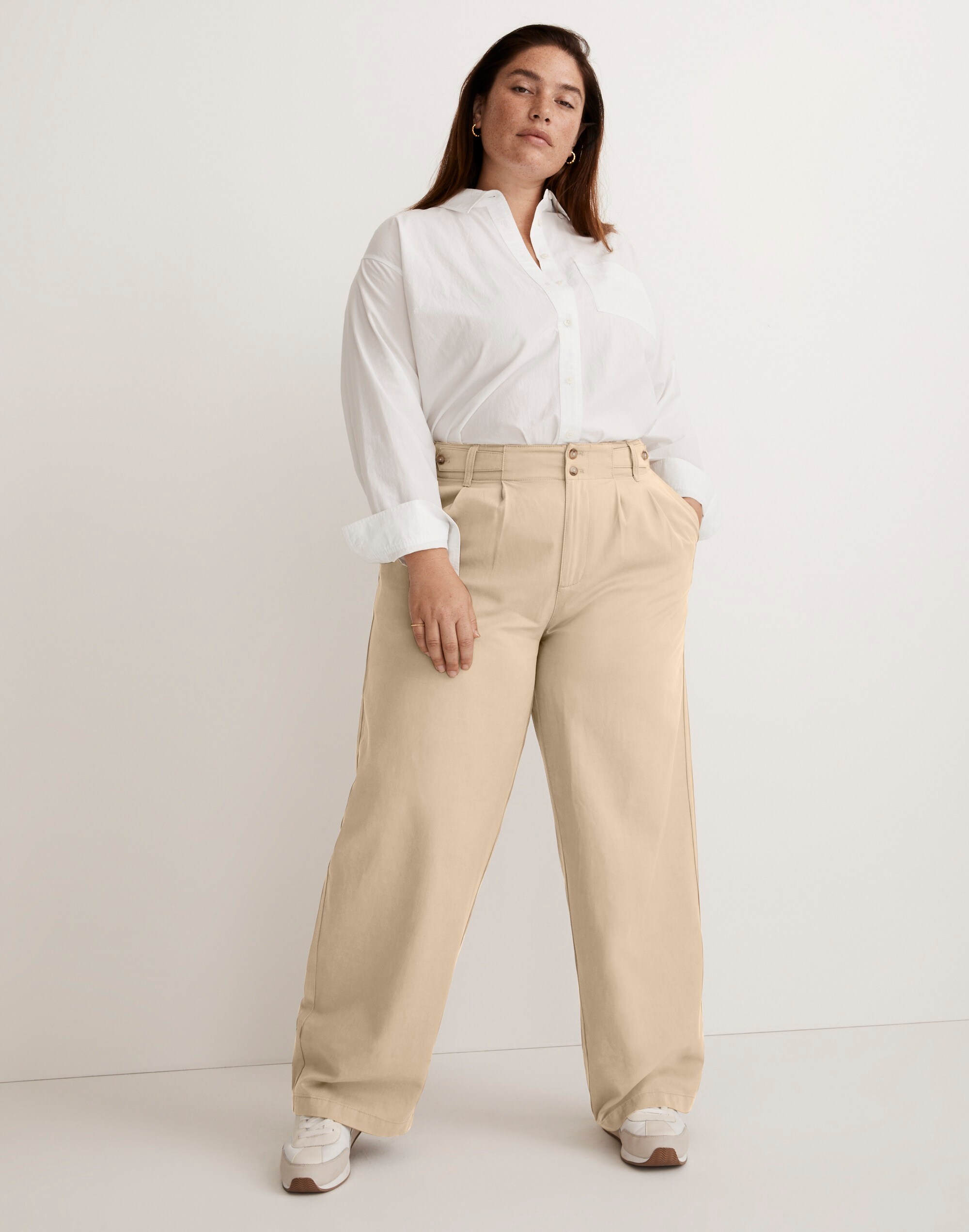 The Plus Harlow Wide-Leg Pant in Drapey Twill