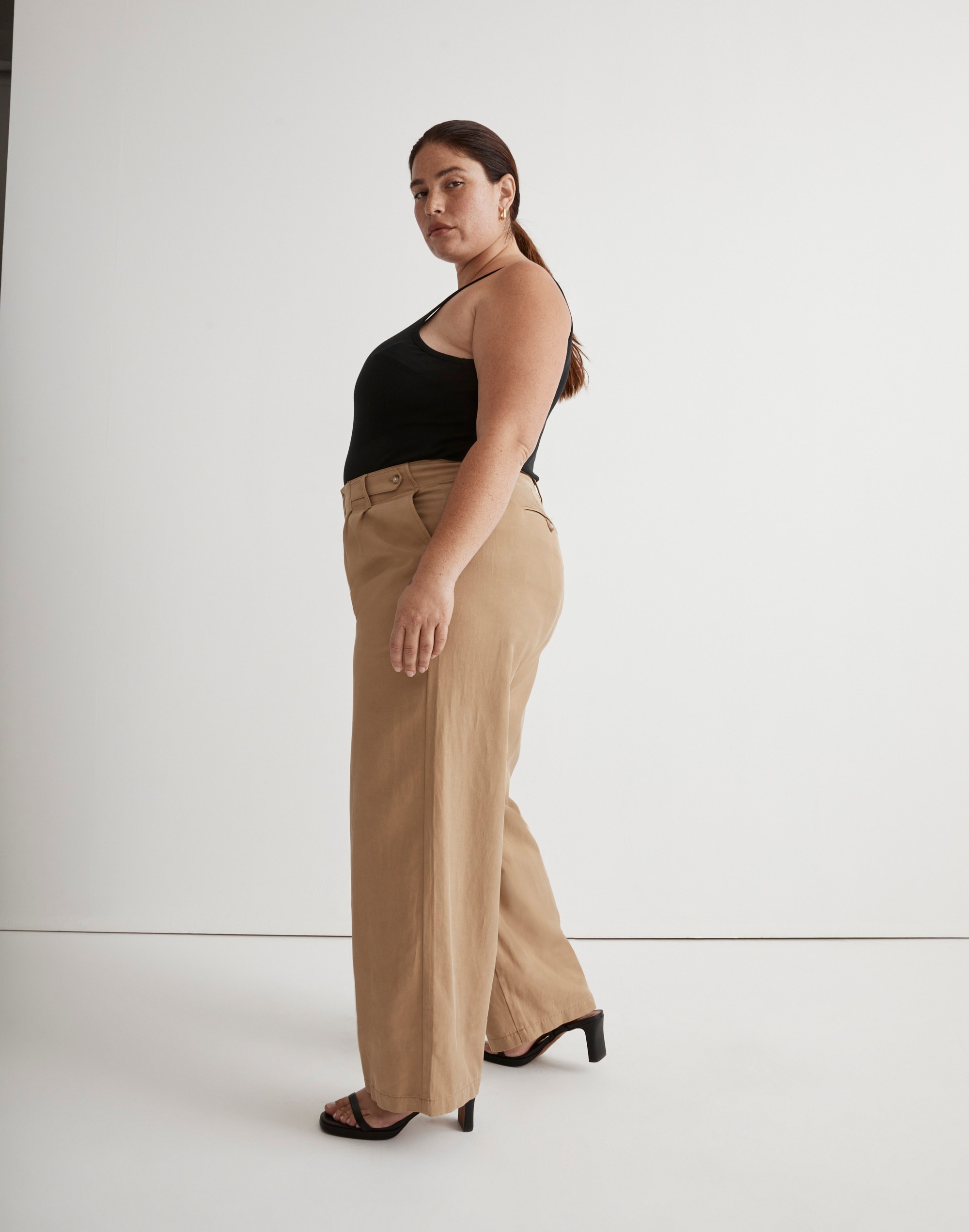 The Plus Harlow Wide-Leg Pant in Drapey Twill