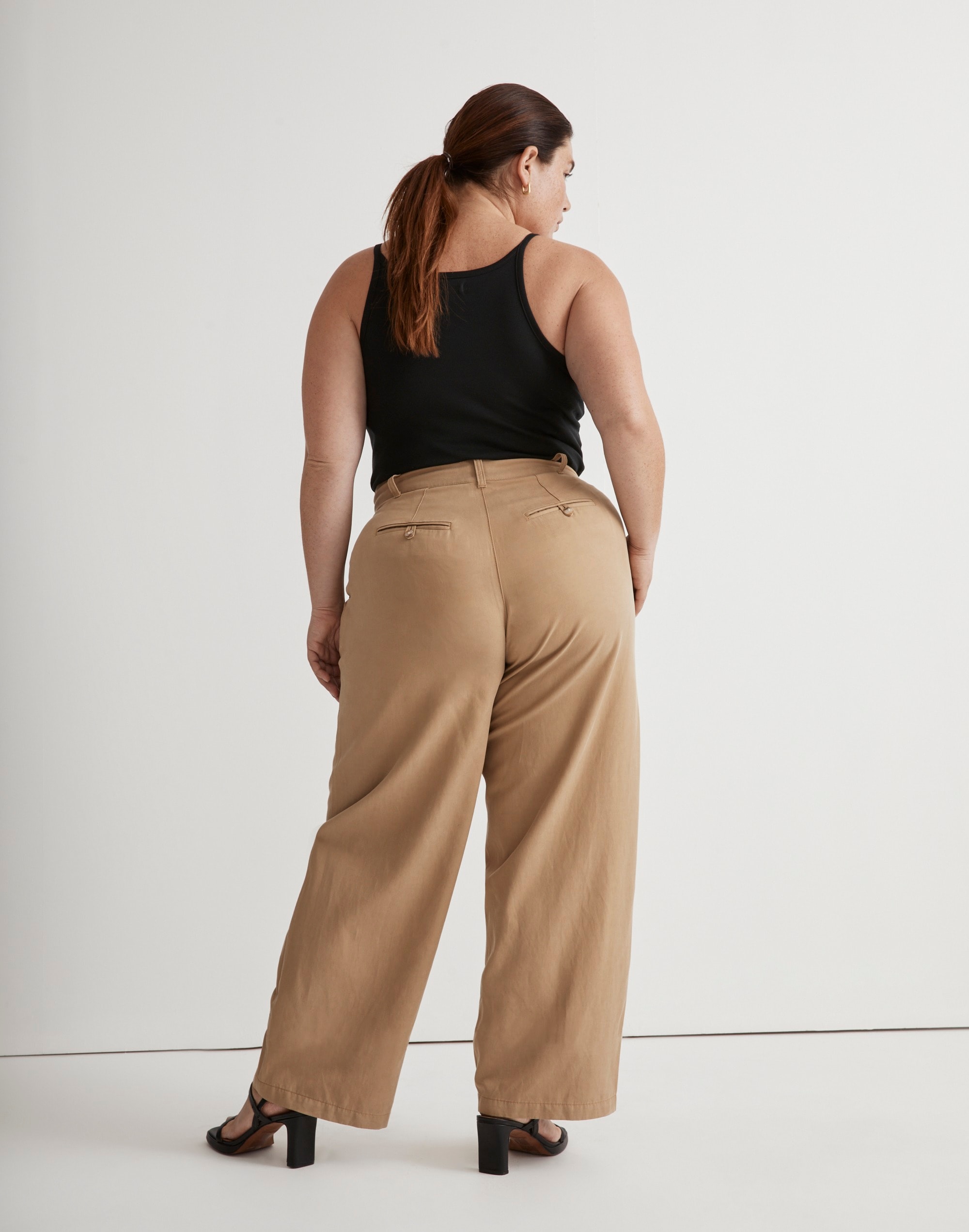 The Plus Harlow Wide-Leg Pant in Drapey Twill
