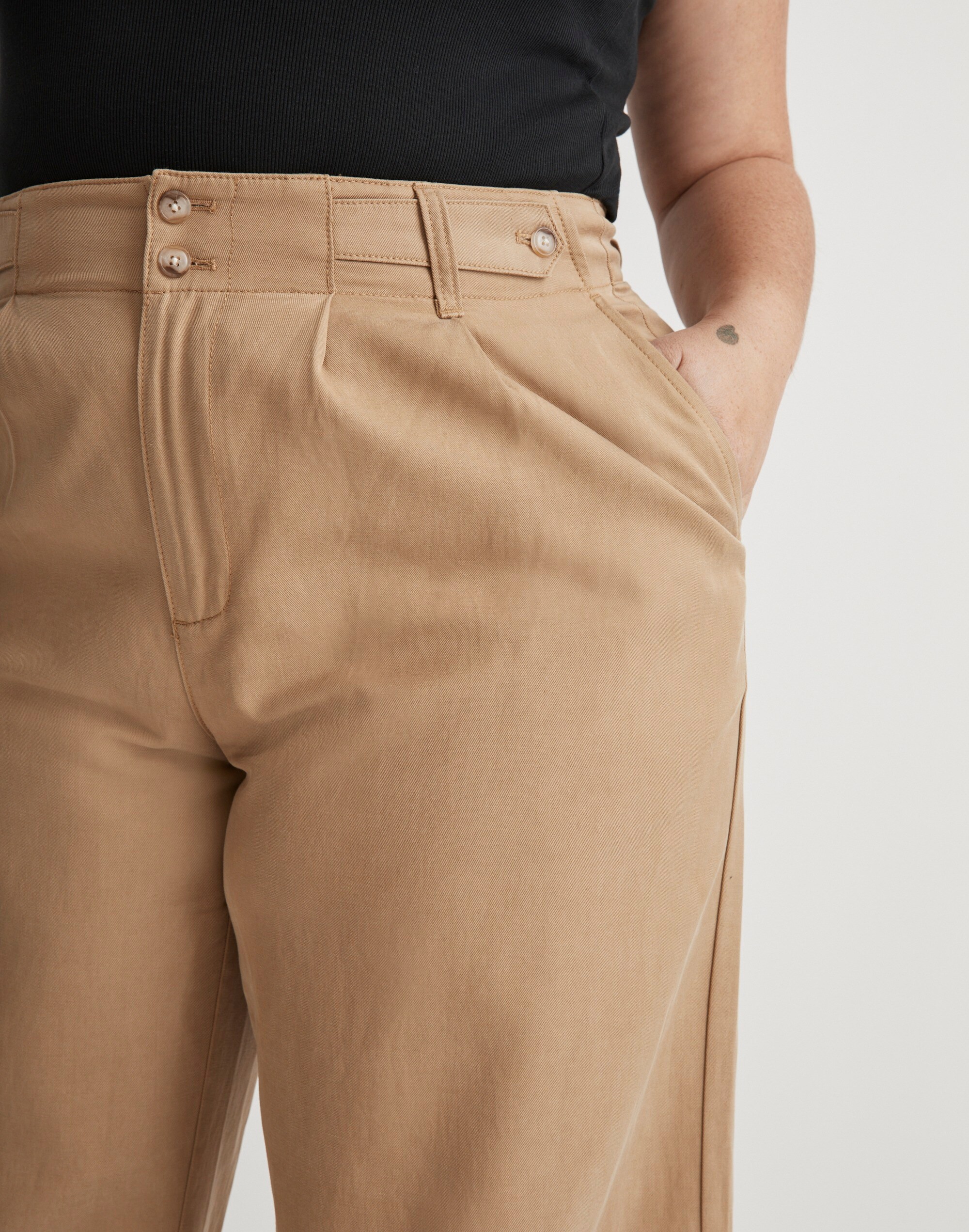 The Plus Harlow Wide-Leg Pant in Drapey Twill